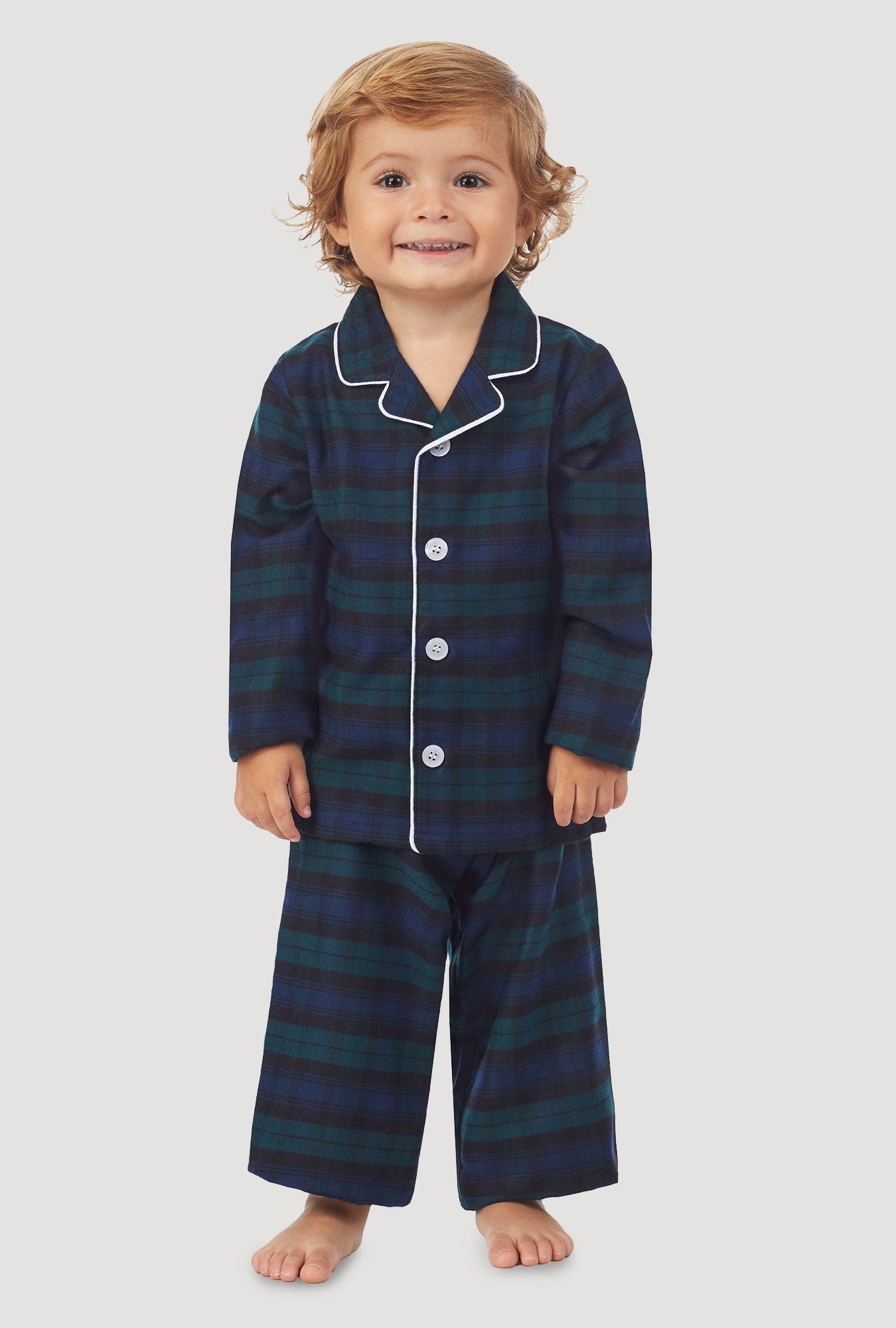 Lanz of Salzburg Kid's Unisex Toddler & Kids Black Watch Plaid Pajama Set