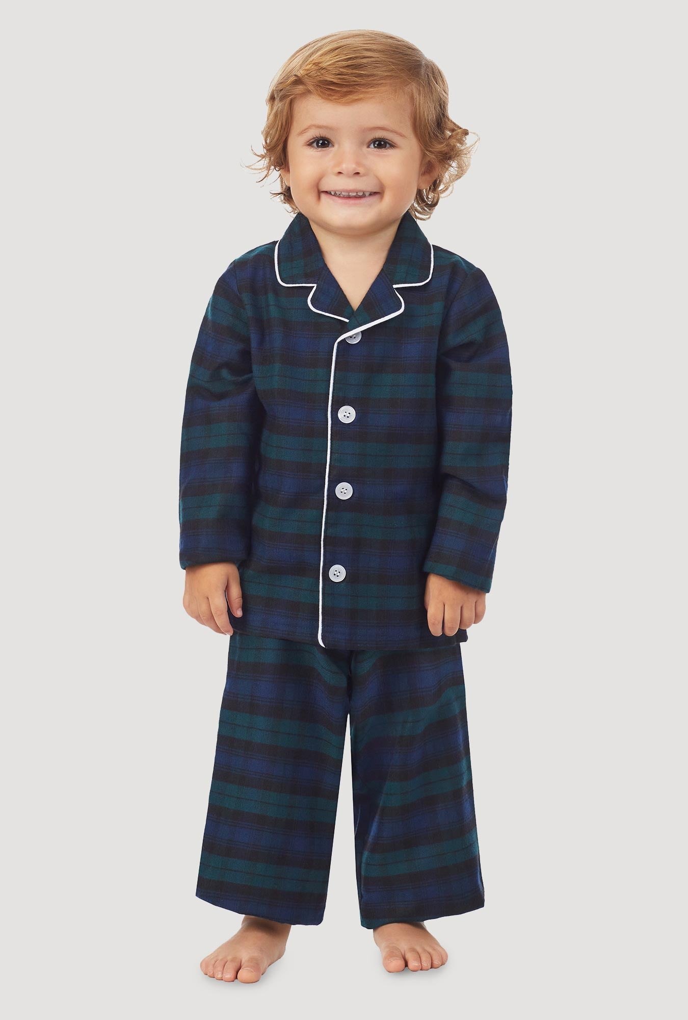 Lanz of Salzburg Kid's Unisex Toddler & Kids Black Watch Plaid Pajama Set