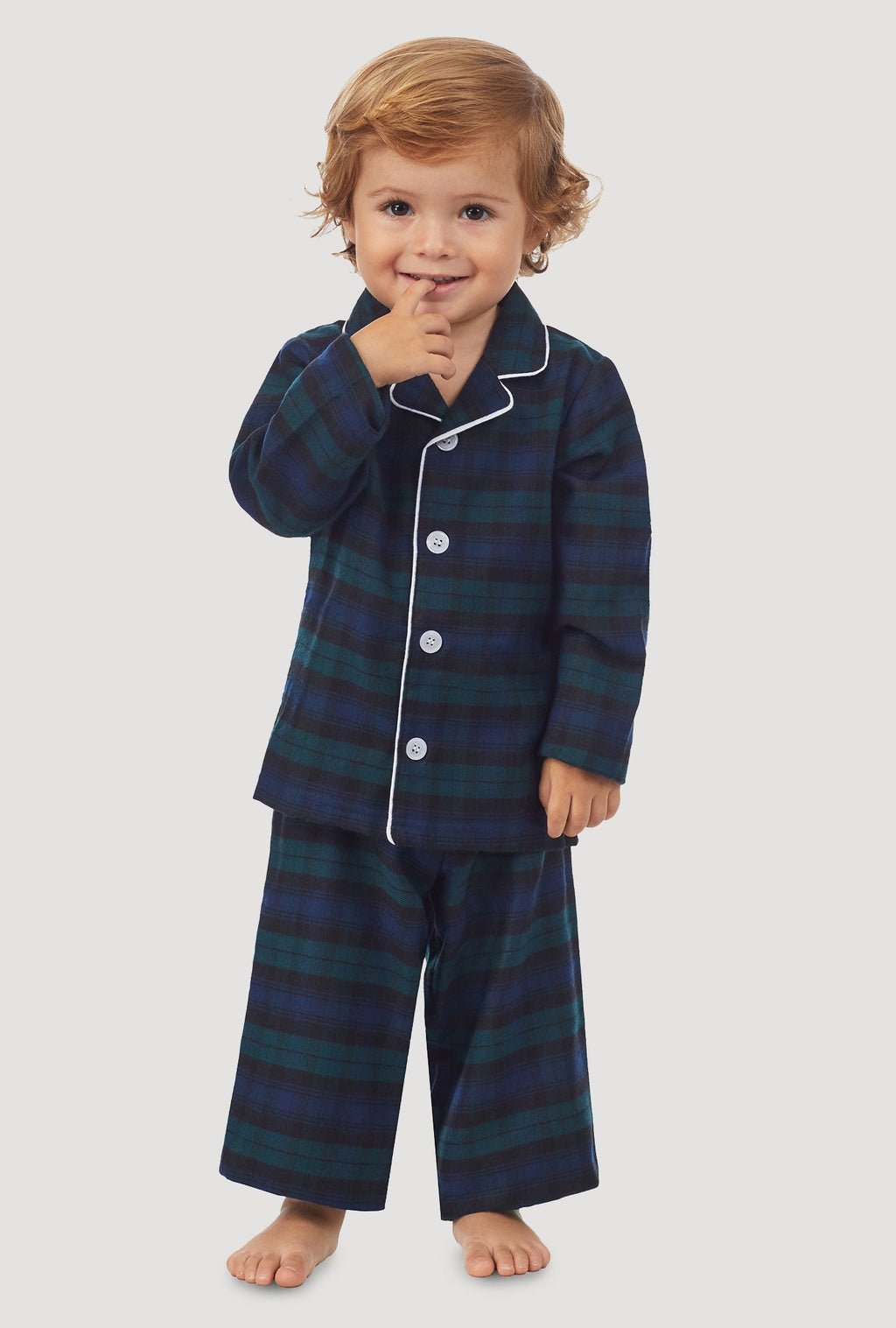 Lanz of Salzburg Kid's Unisex Toddler & Kids Black Watch Plaid Pajama Set