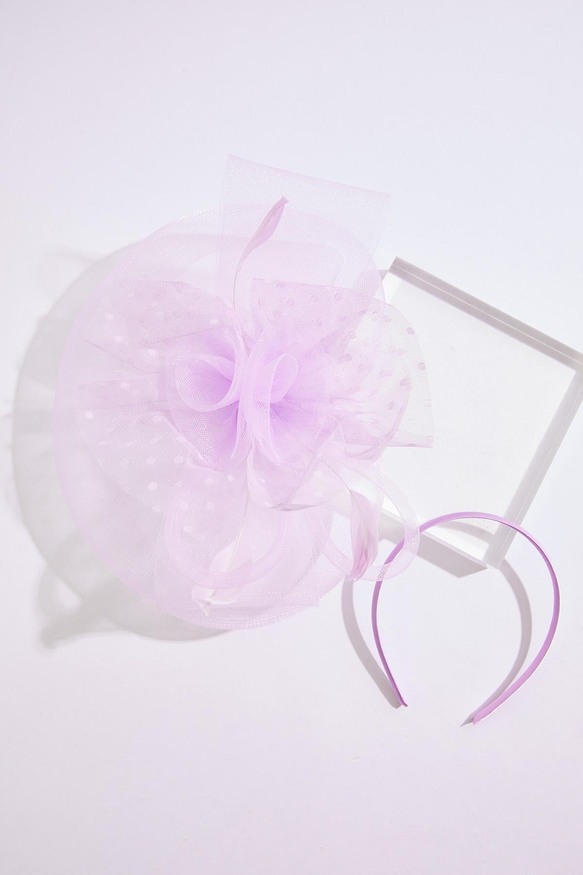 Cato Fashions Purple Dotted Mesh Veil Fascinator