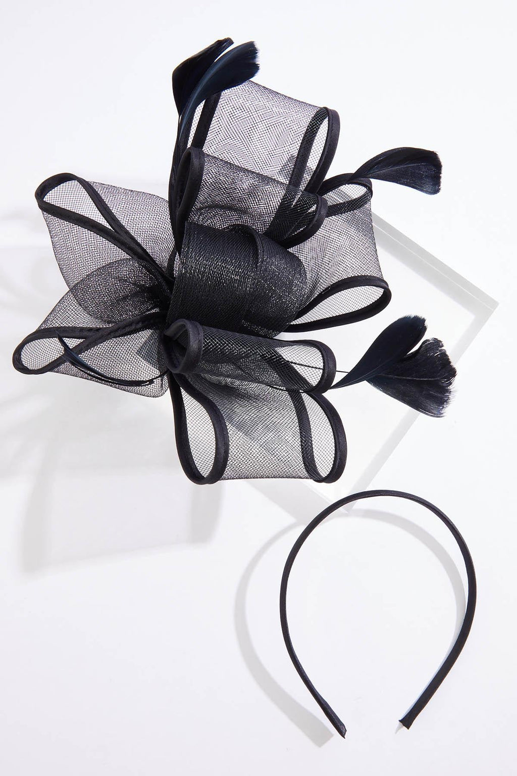 Cato Fashions Layered Mesh Bow Feather Fascinator
