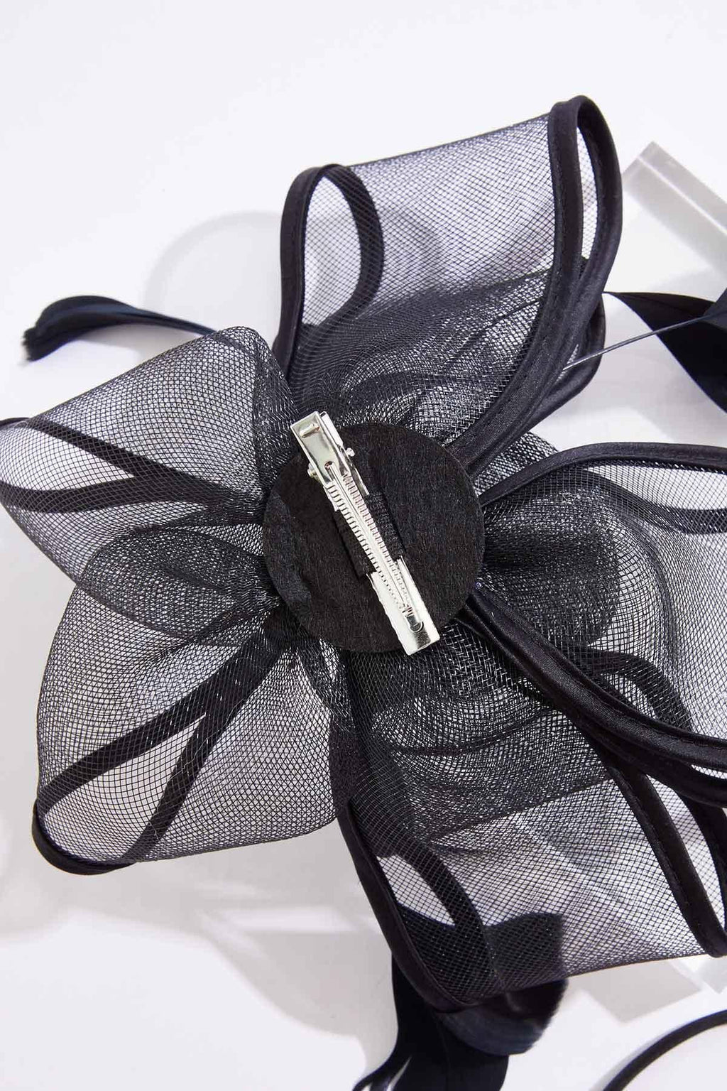 Cato Fashions Layered Mesh Bow Feather Fascinator