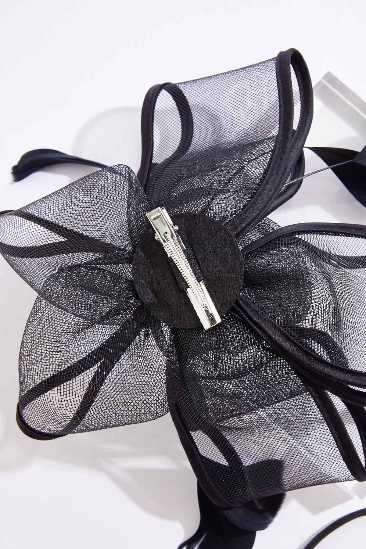 Cato Fashions Layered Mesh Bow Feather Fascinator