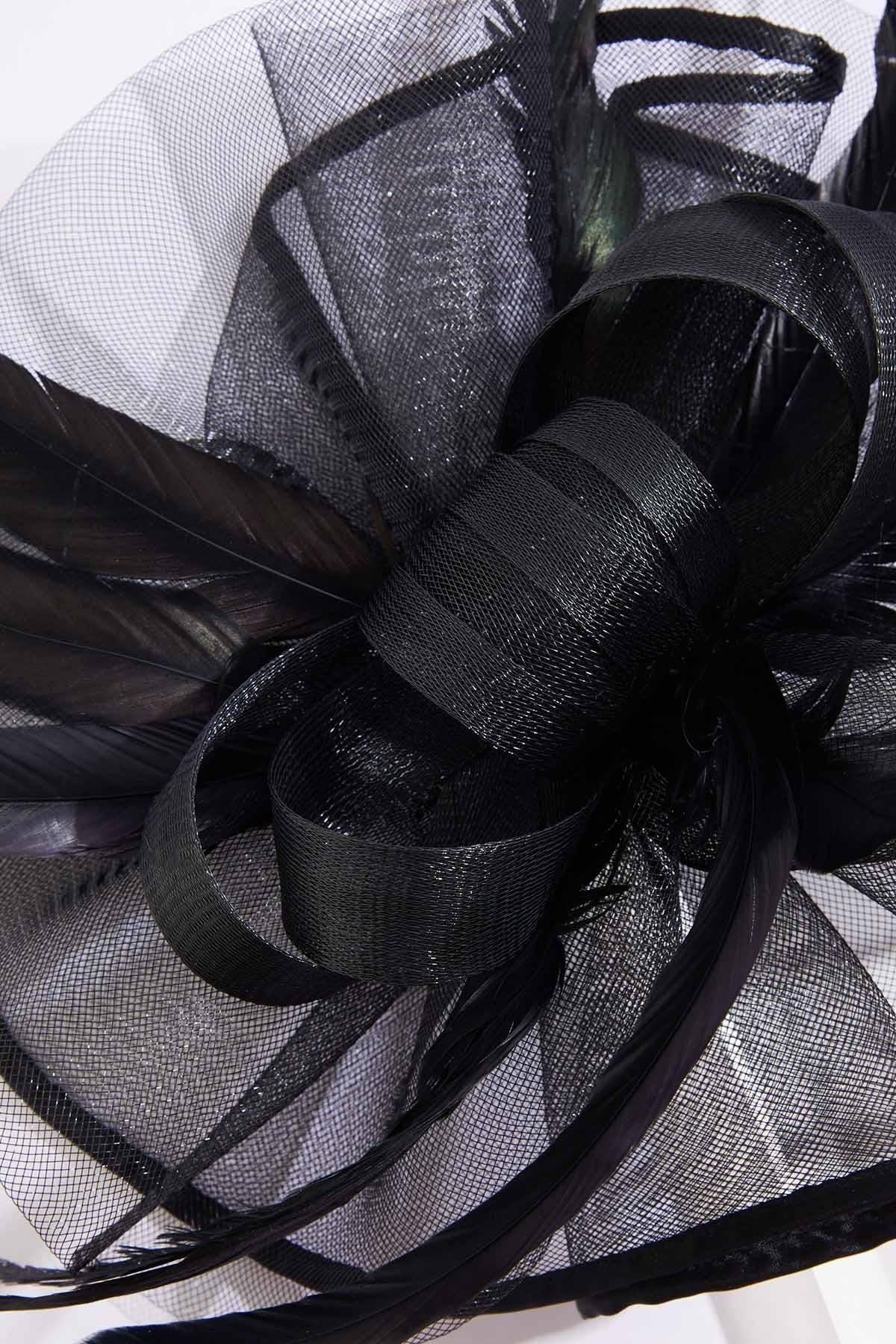 Cato Fashions Oversized Feather Mesh Bow Fascinator