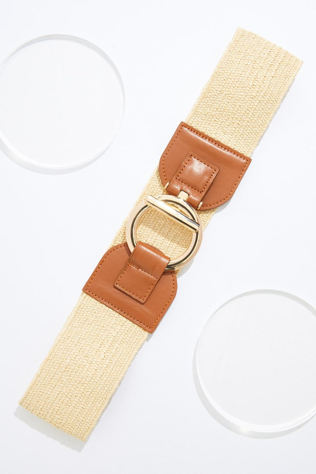 Cato Fashions Gold Ring Raffia Stretch Belt