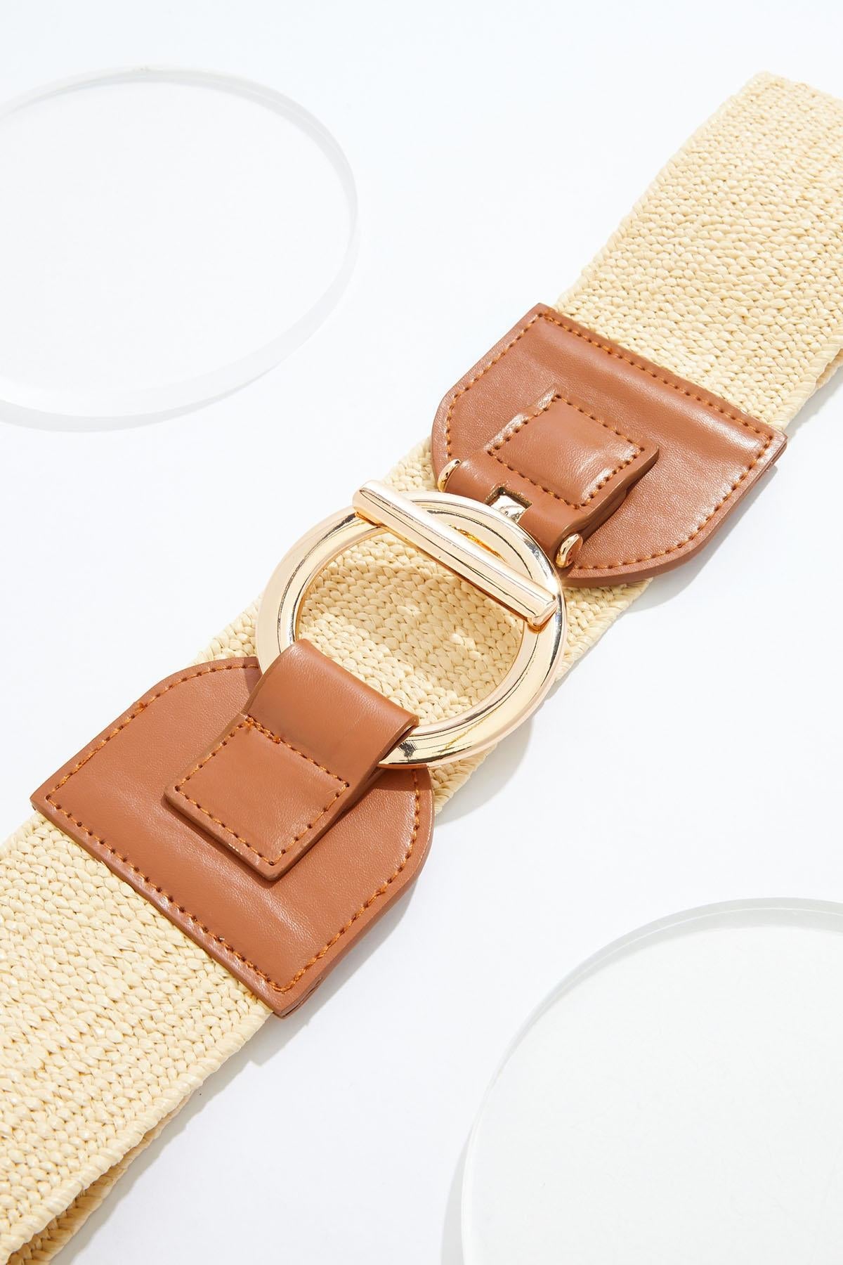 Cato Fashions Gold Ring Raffia Stretch Belt