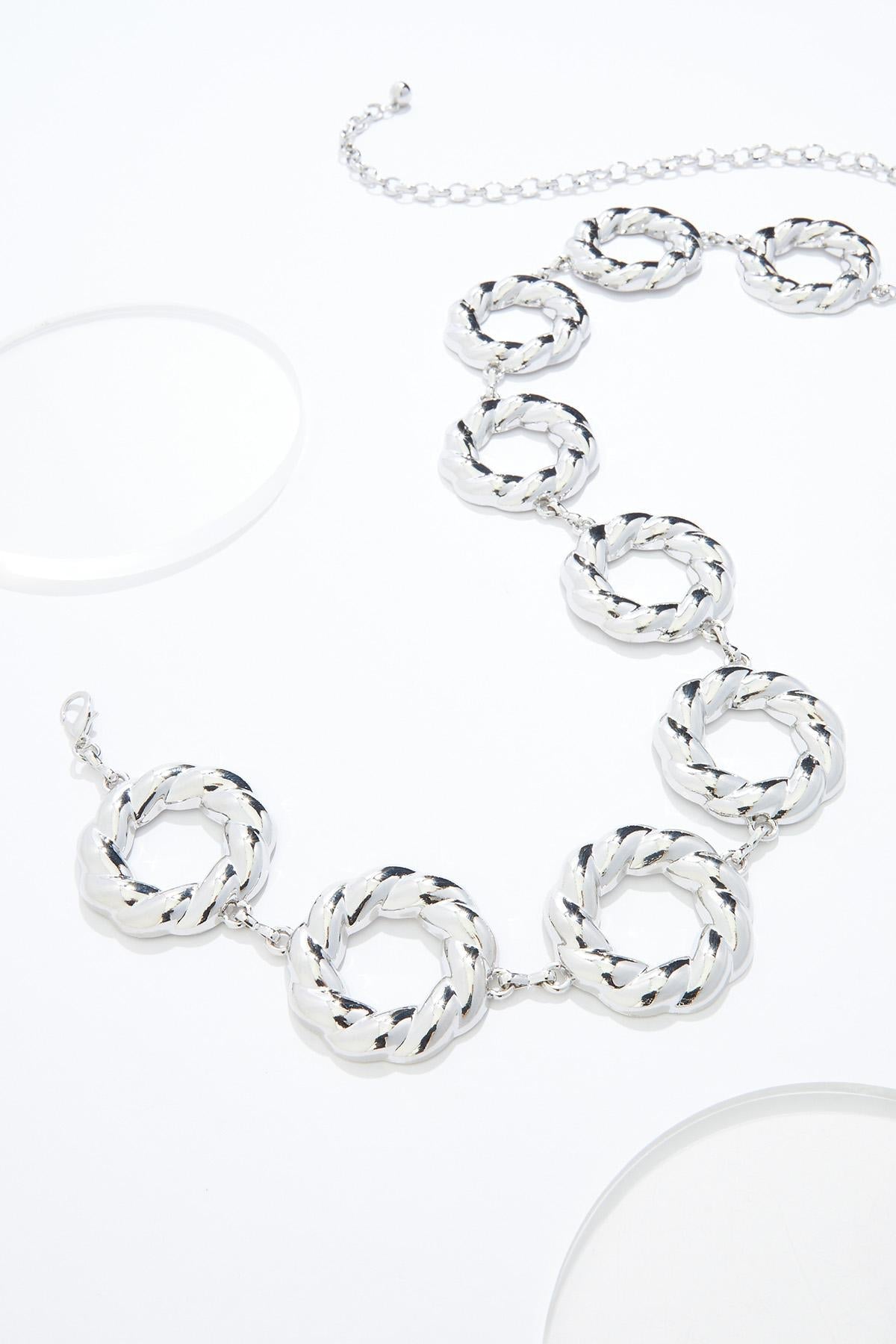 Cato Fashions Plus Size Textured Metal Ring Chain Belt