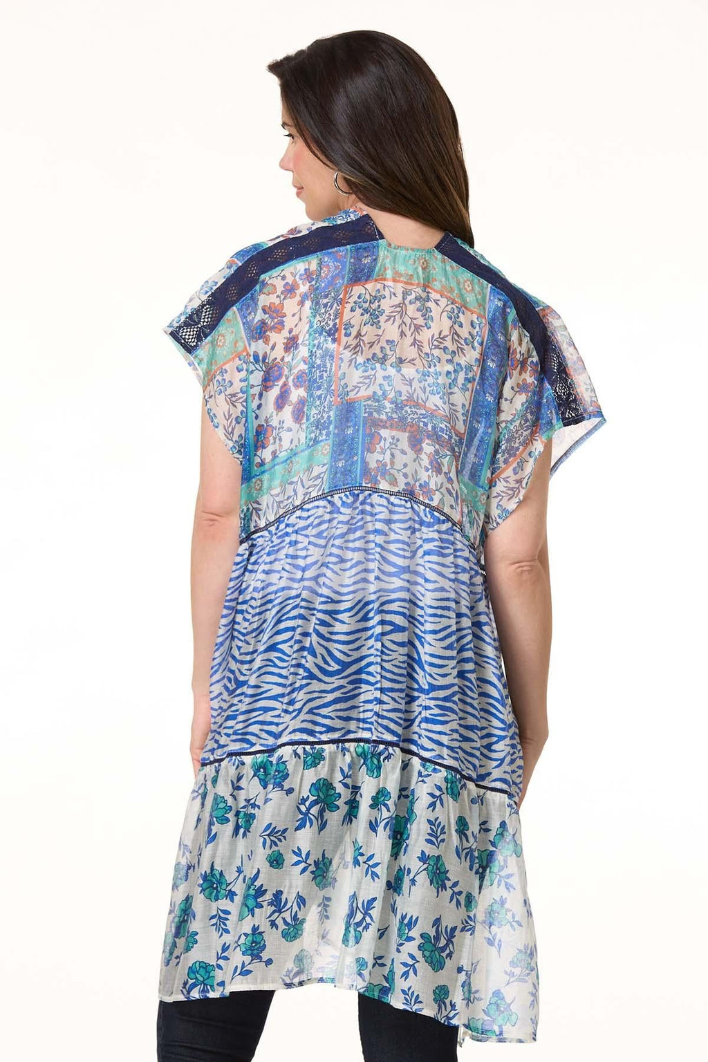 Cato Fashions Patchwork Animal Floral Kimono