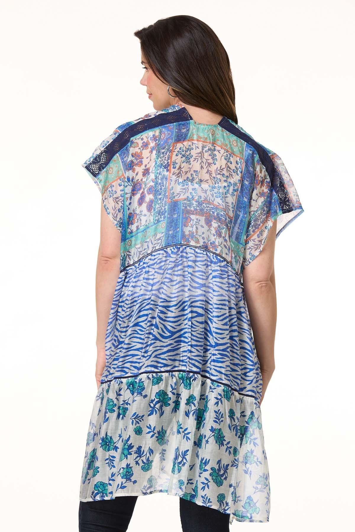 Cato Fashions Patchwork Animal Floral Kimono