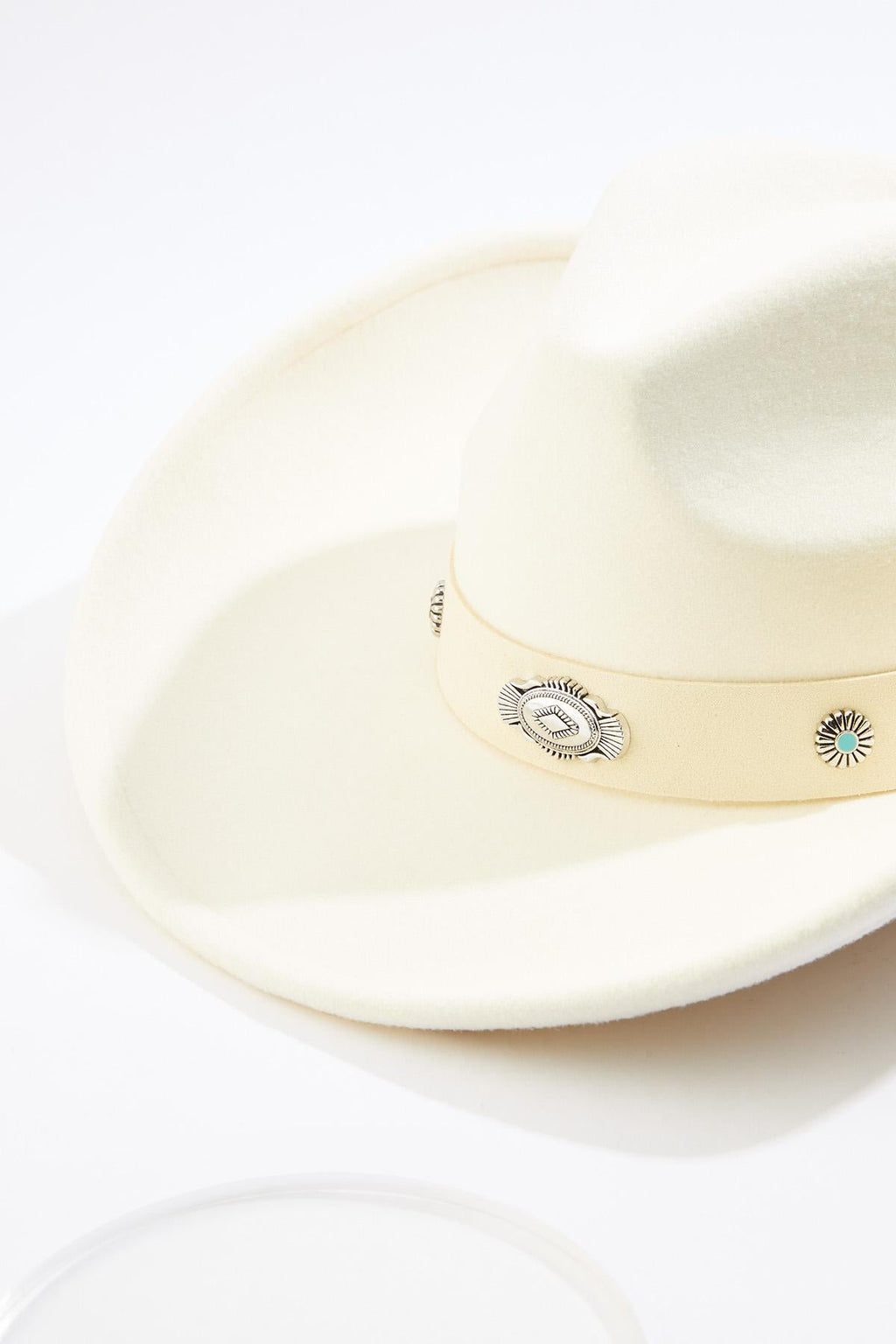 Cato Fashions Turquoise Faux Leather Trim Cowboy Hat