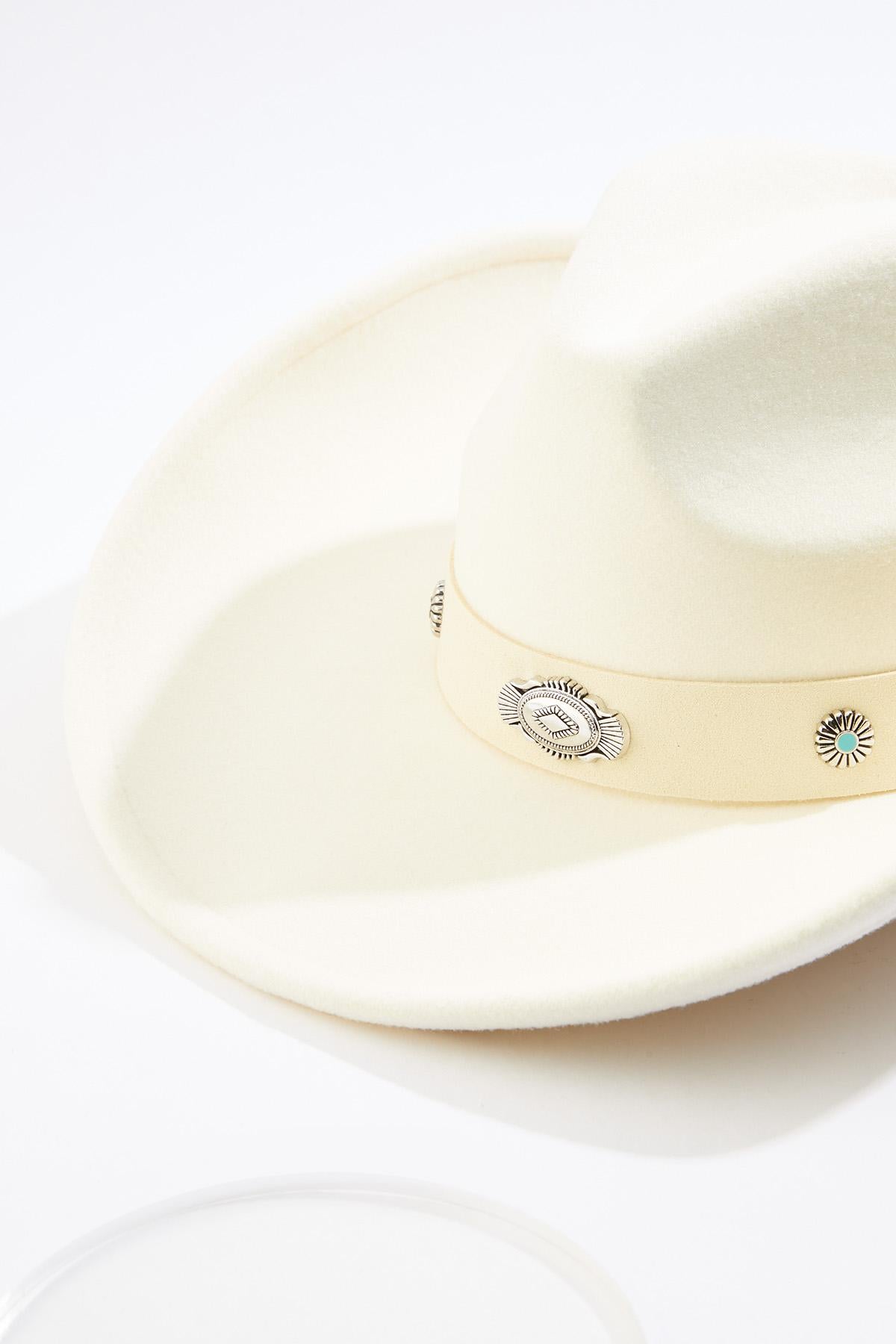 Cato Fashions Turquoise Faux Leather Trim Cowboy Hat