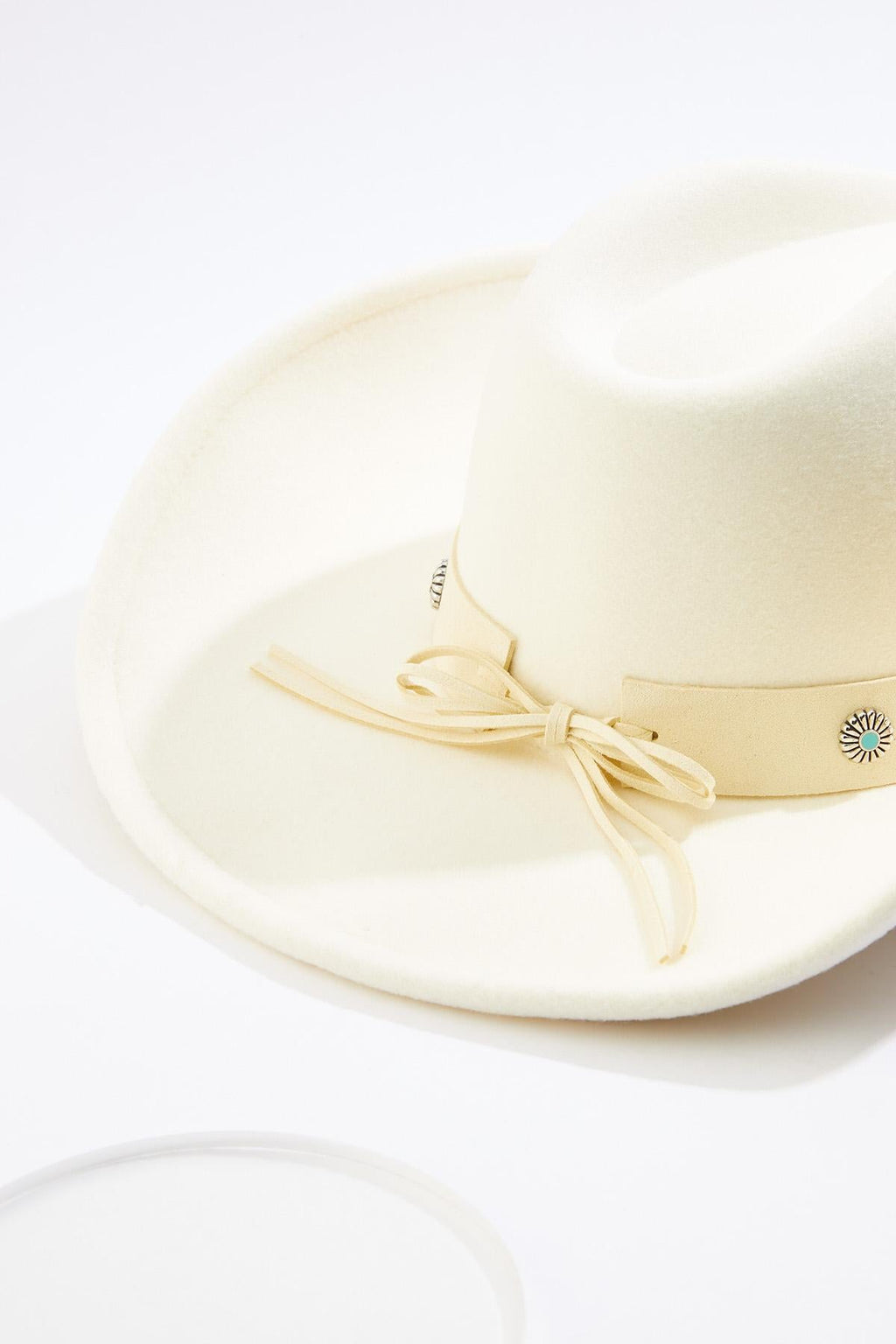 Cato Fashions Turquoise Faux Leather Trim Cowboy Hat