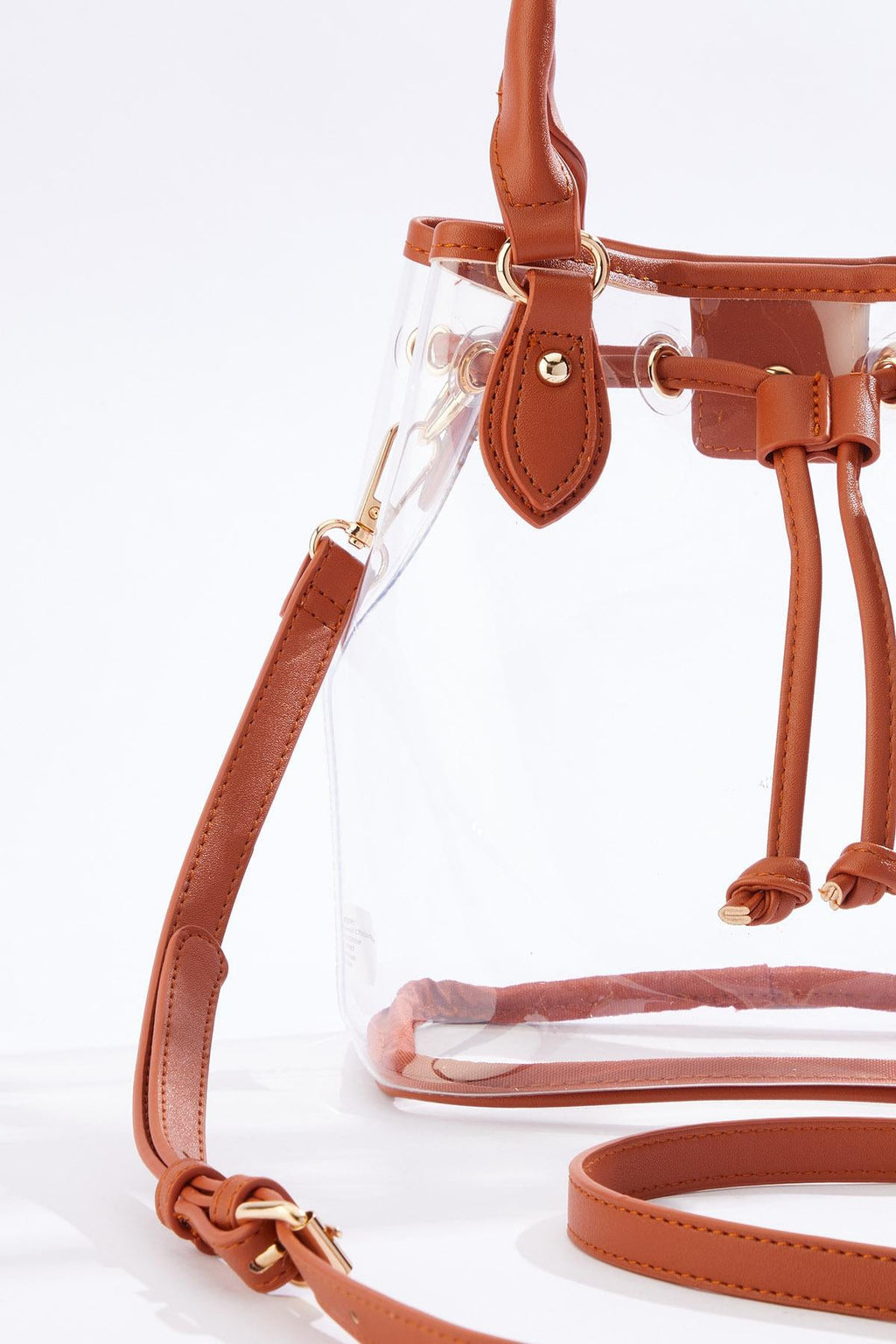 Cato Fashions Clear Faux Leather Trim Bucket Bag