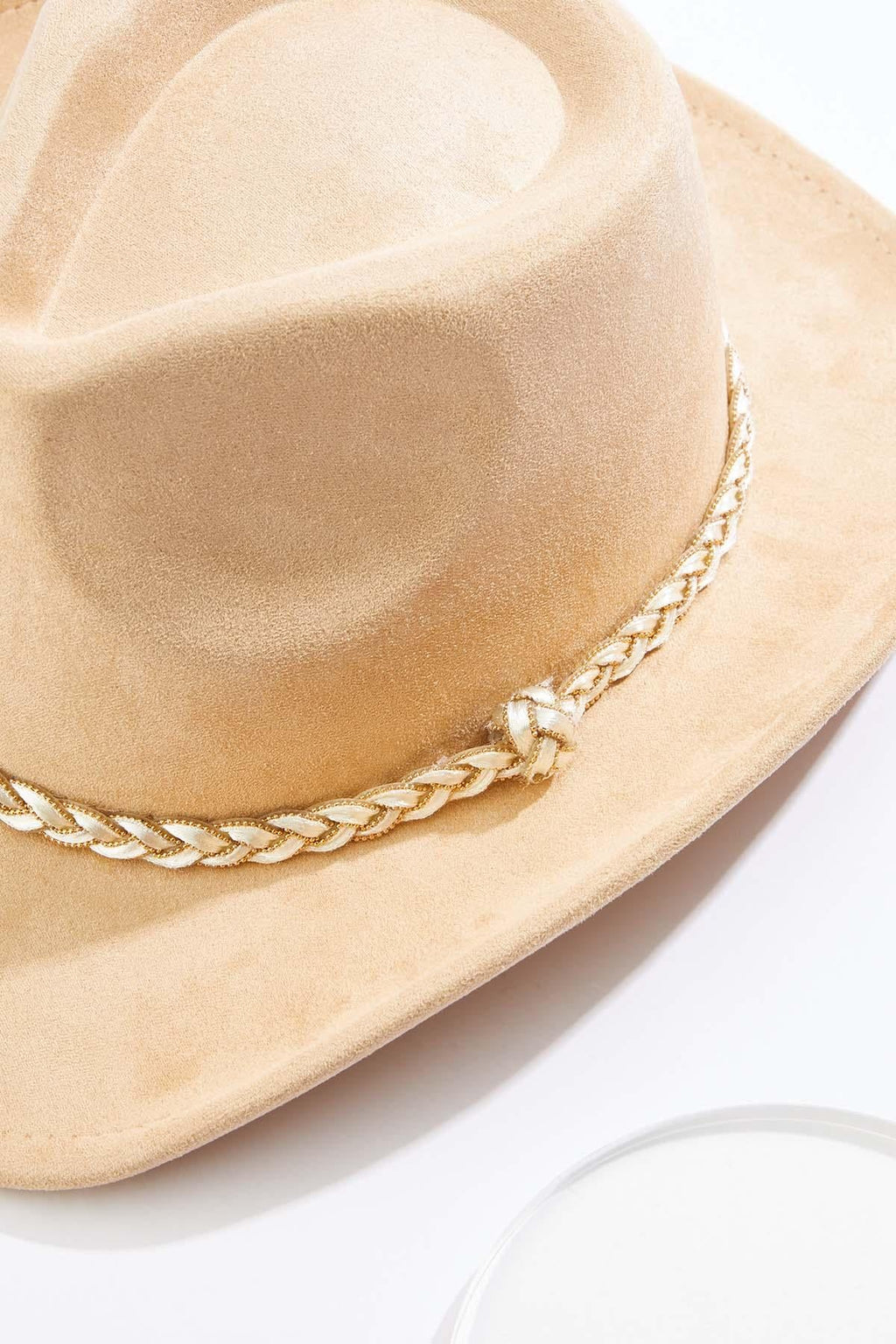 Cato Fashions Faux Suede Braided Trim Cowboy Hat