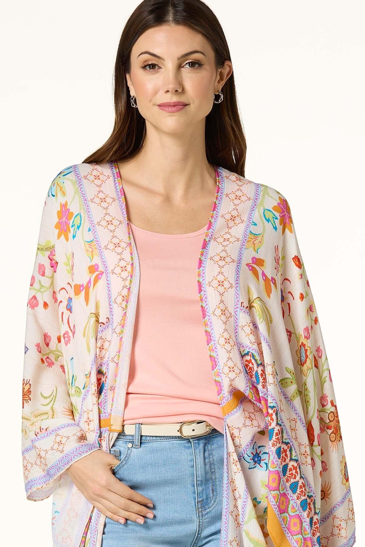 Cato Fashions Gilded Floral Kimono