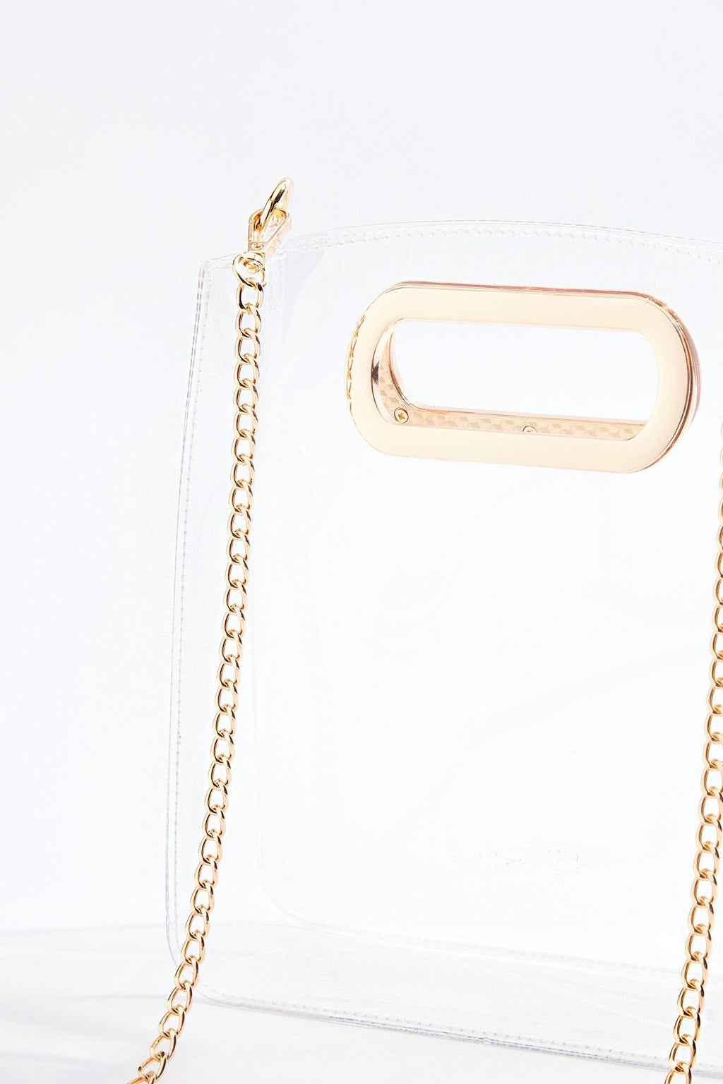 Cato Fashions Clear Gold Trim Handle Crossbody