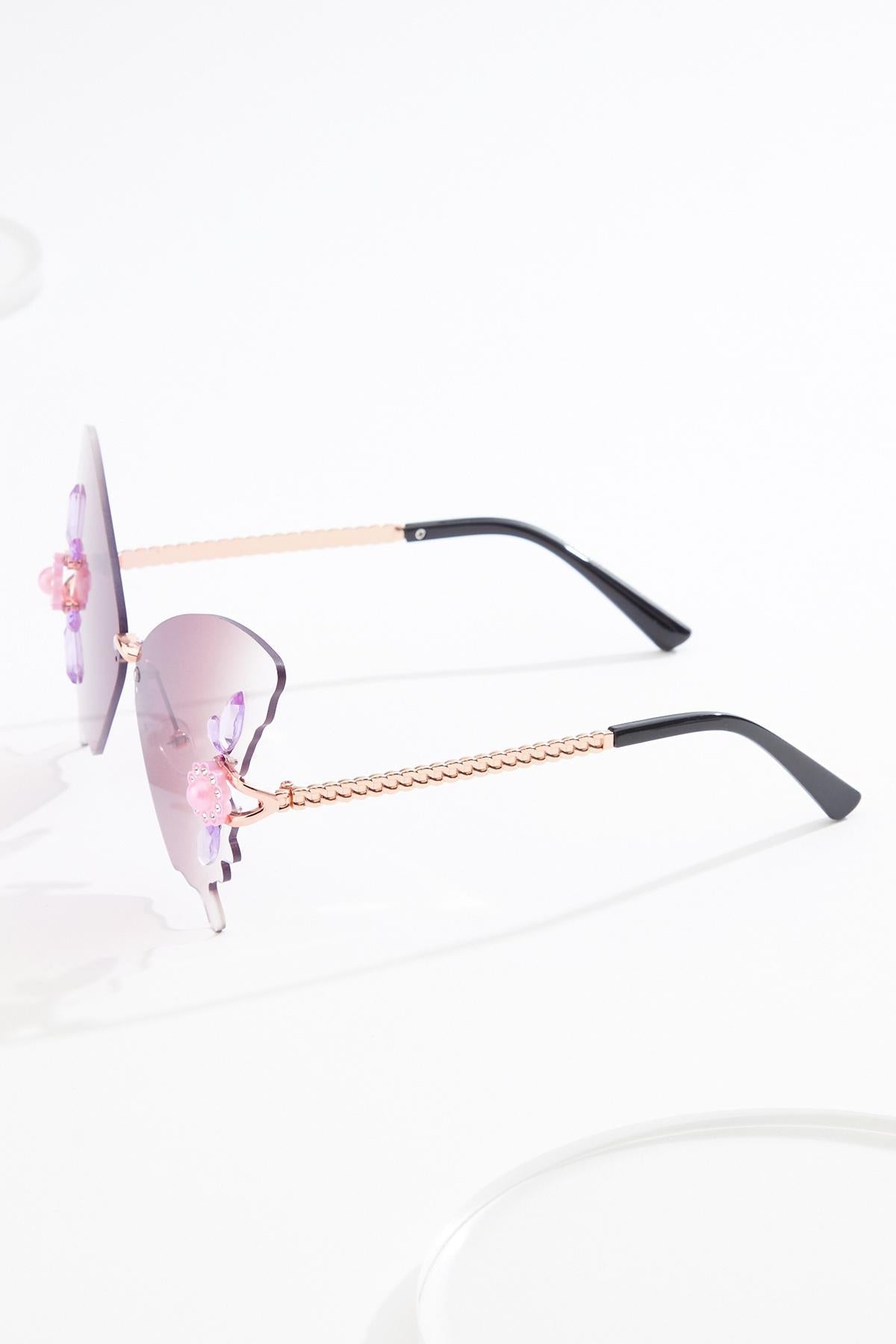Cato Fashions Metal Butterfly Embellished Rimless Sunglasses