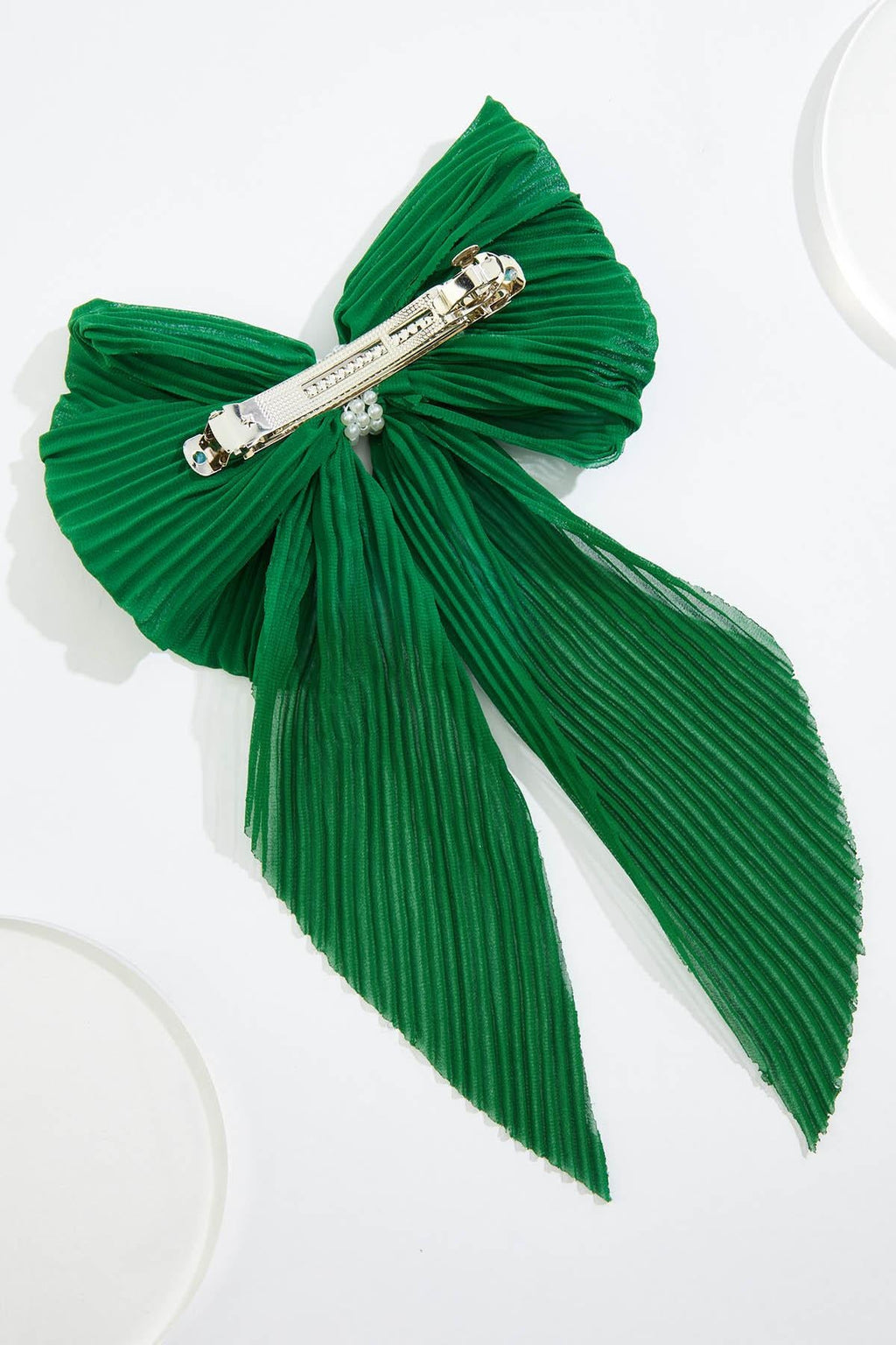 Cato Fashions Green Pleated Pearl Bow