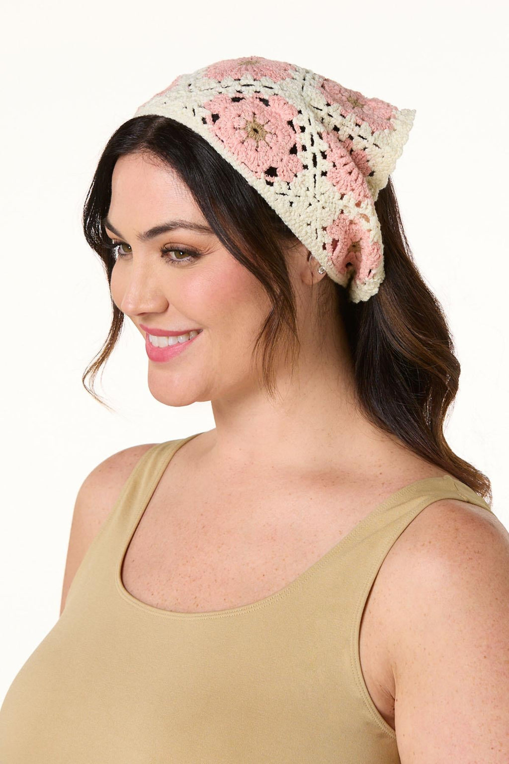 Cato Fashions Pink Flower Crochet Head Wrap