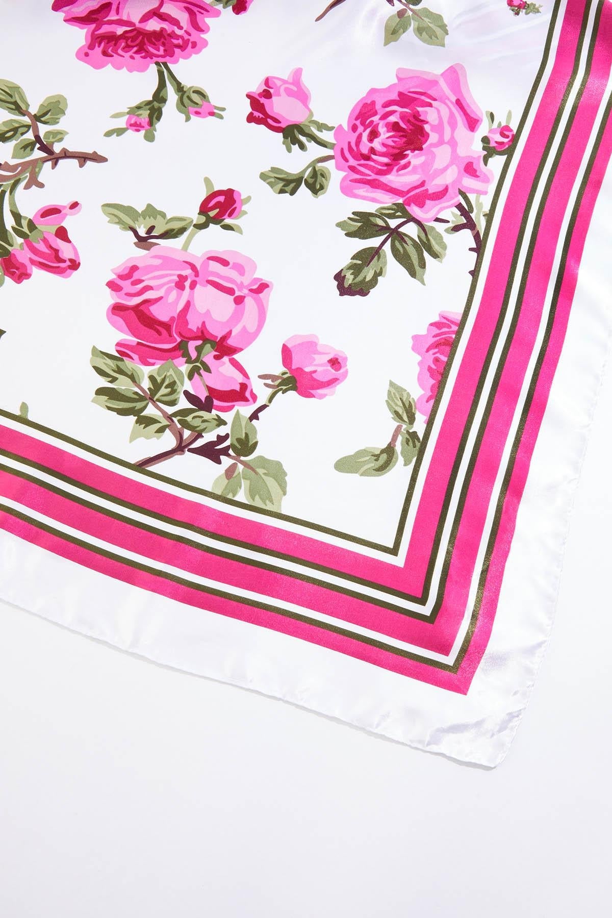Cato Fashions Rose Printed Silky Square Scarf