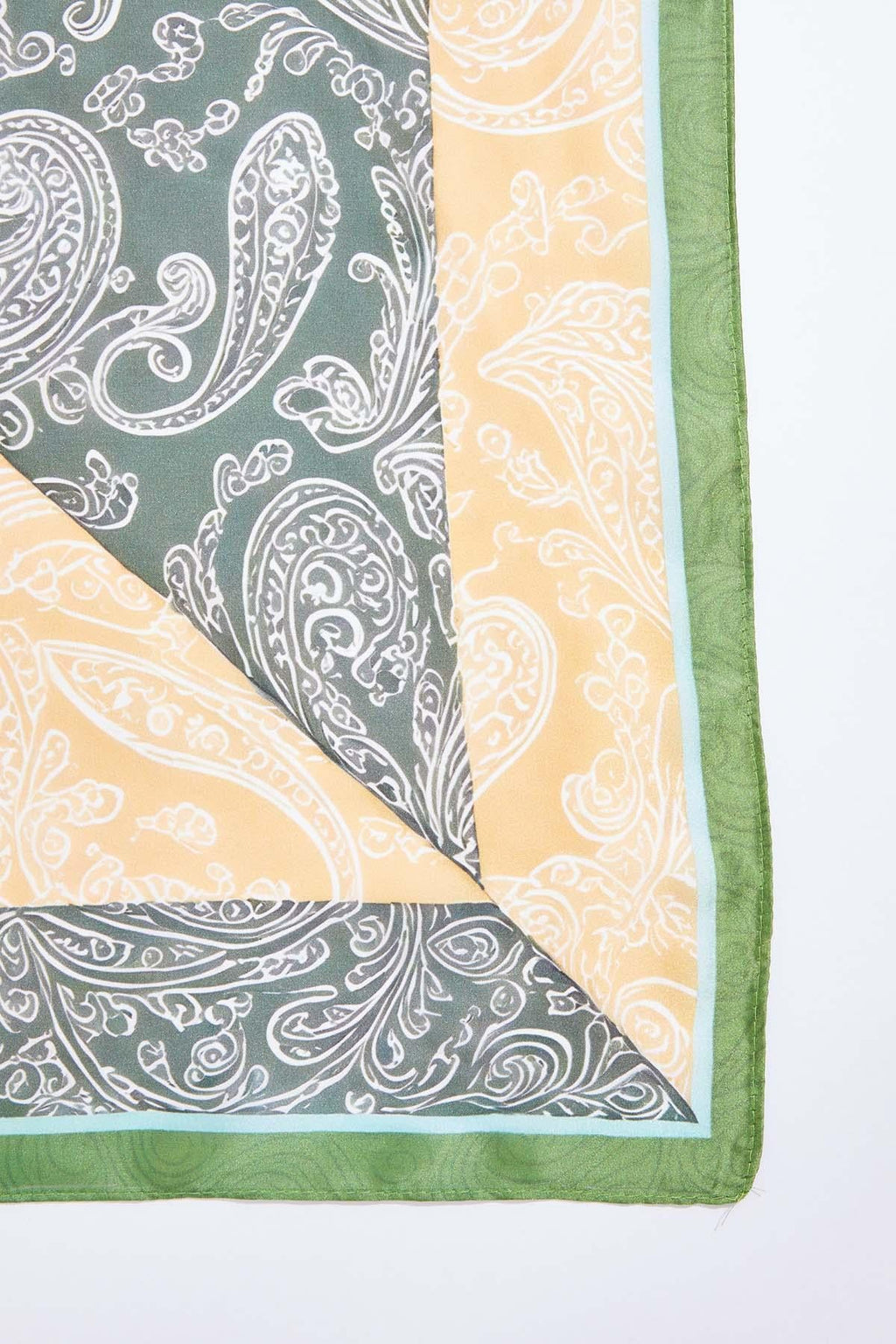 Cato Fashions Green Paisley Satin Square Scarf