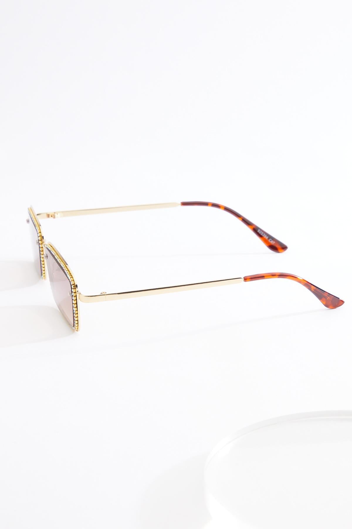 Cato Fashions Embellished Slim Metal Frame Sunglasses