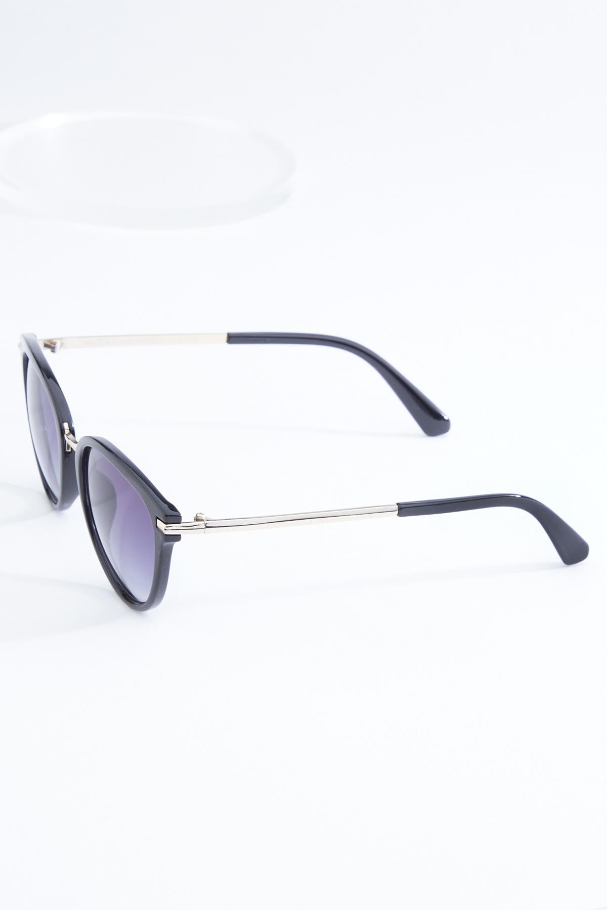 Cato Fashions Round Black Metal Sunglasses