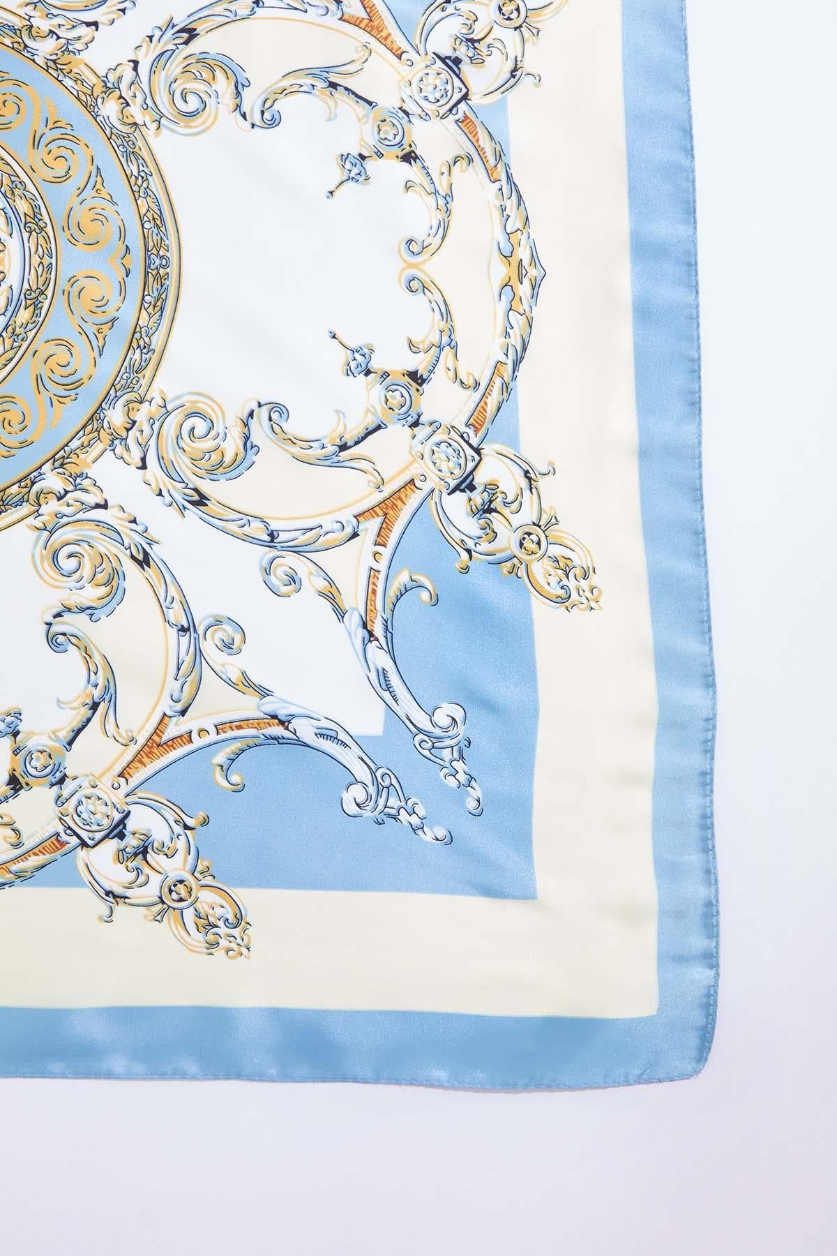 Cato Fashions Blue Printed Satin Square Scarf