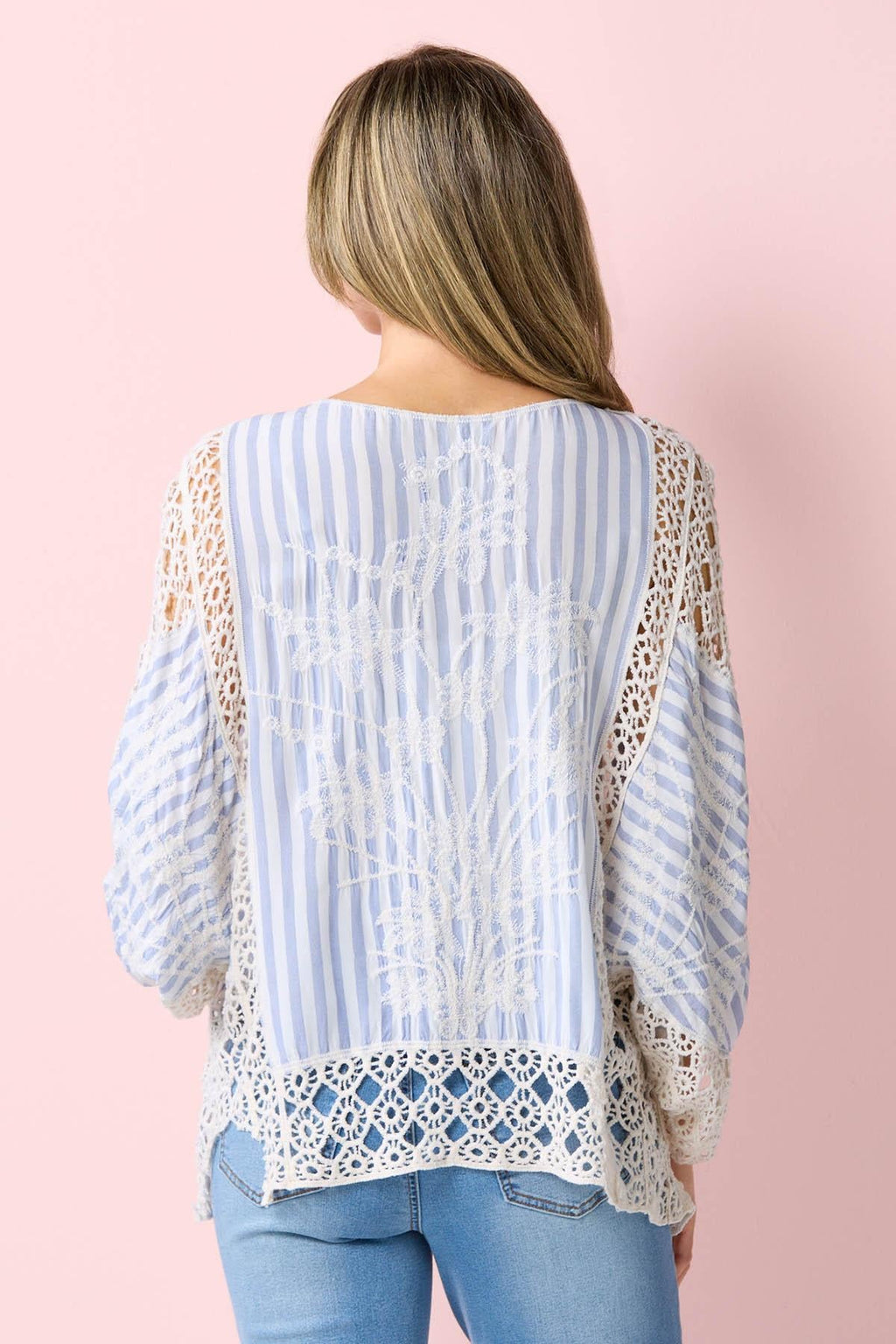 Cato Fashions Stripe Crochet Kimono