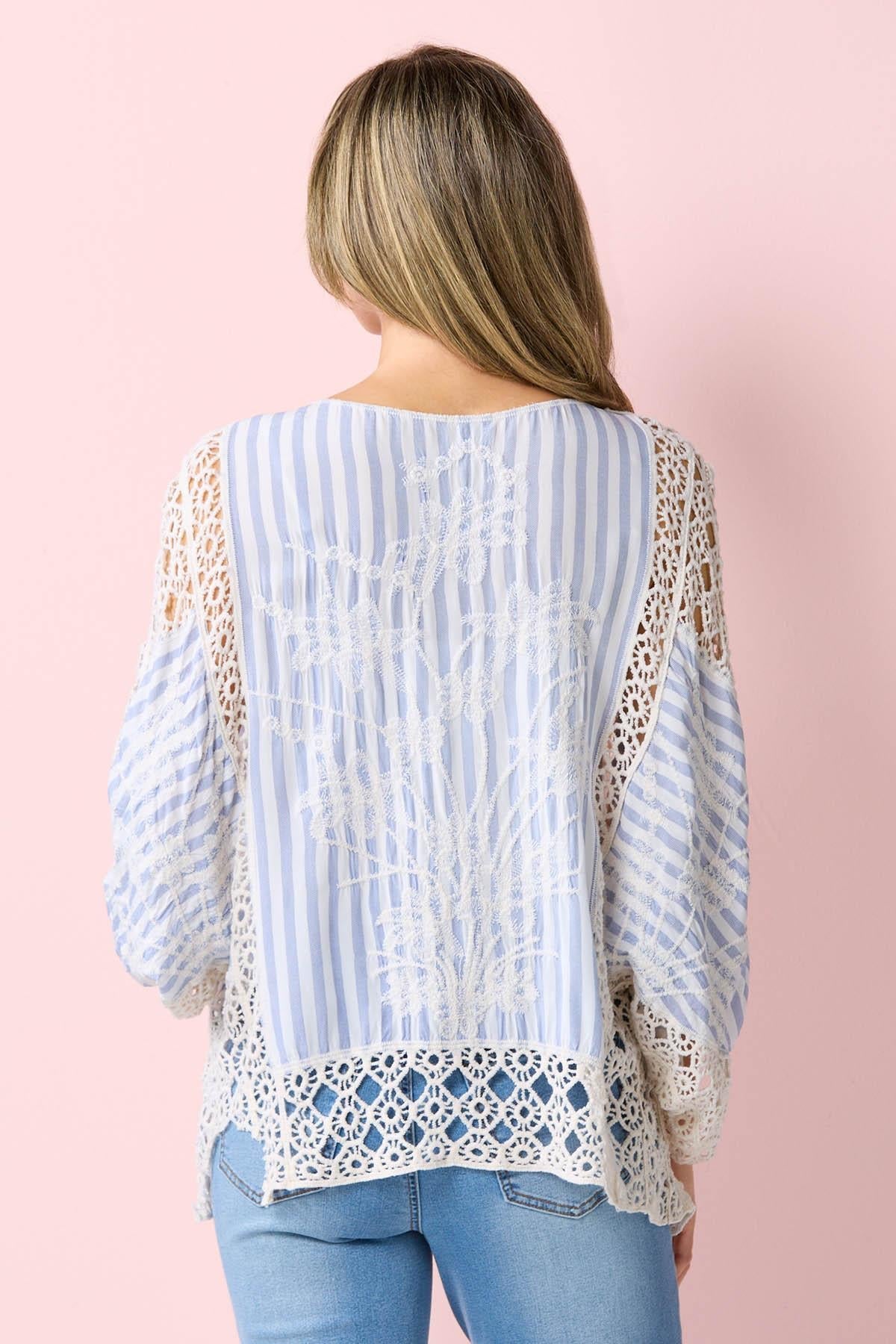 Cato Fashions Stripe Crochet Kimono