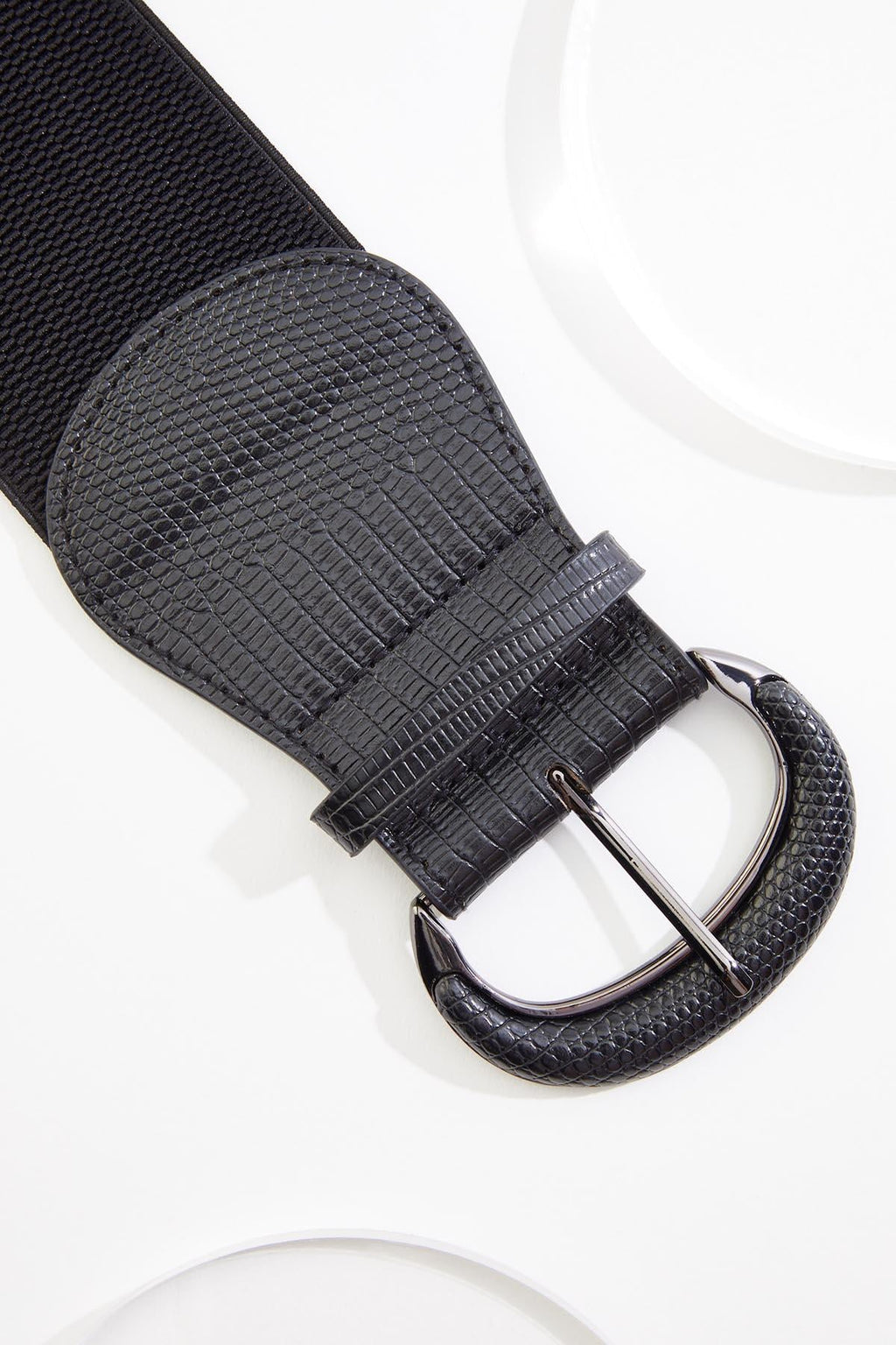 Cato Fashions Textured Faux Leather Wide Stretch Belt