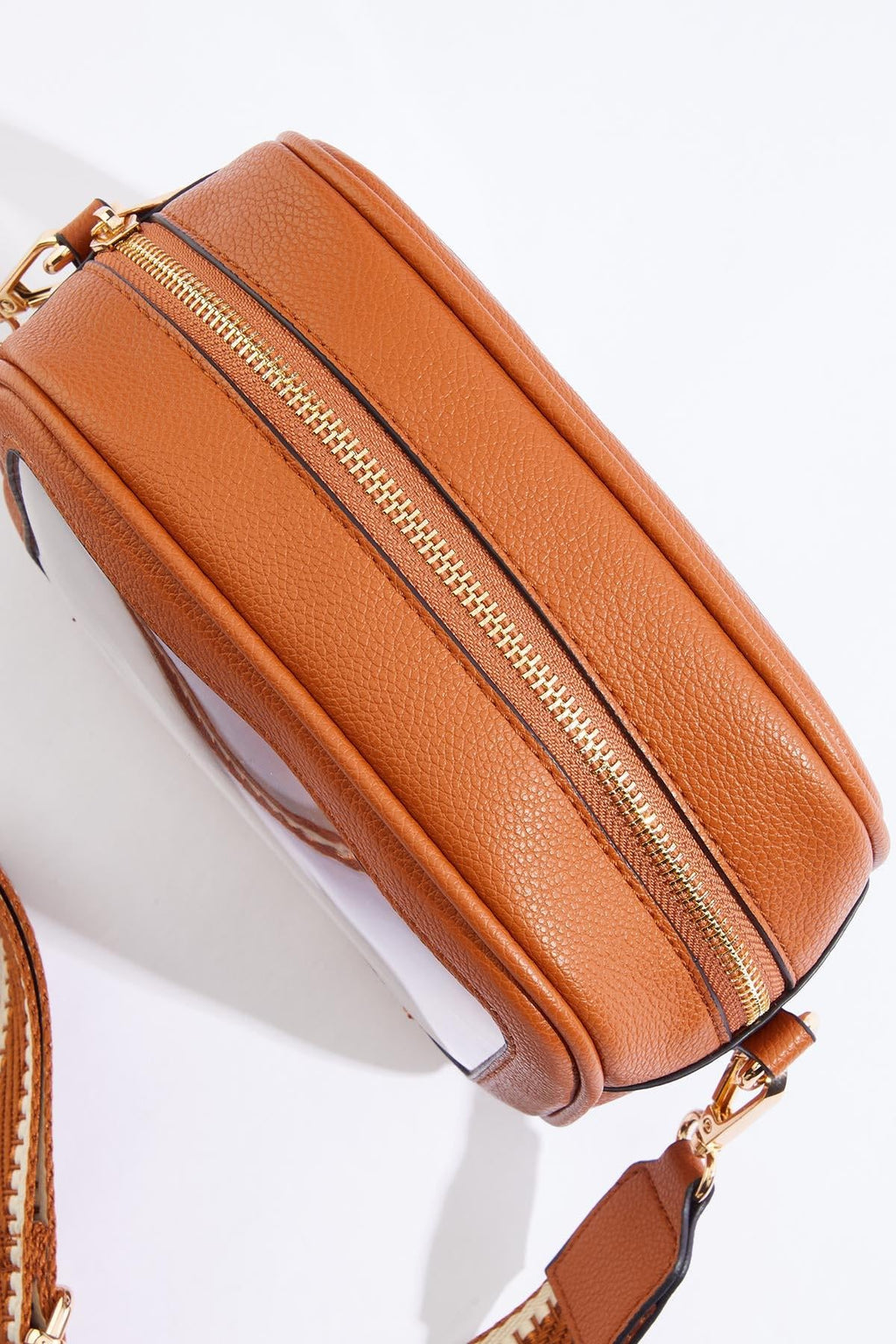 Cato Fashions Clear Faux Leather Trim Guitar Strap Crossbody
