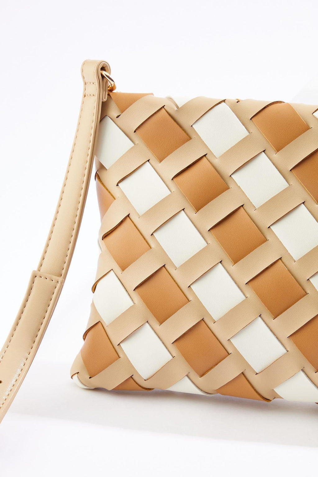 Cato Fashions Neutral Faux Leather Woven Crossbody