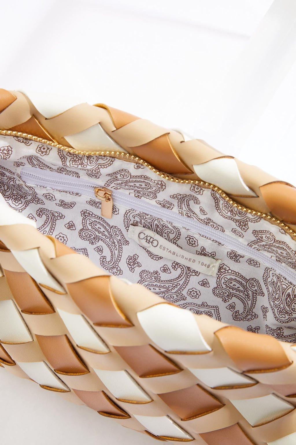 Cato Fashions Neutral Faux Leather Woven Crossbody