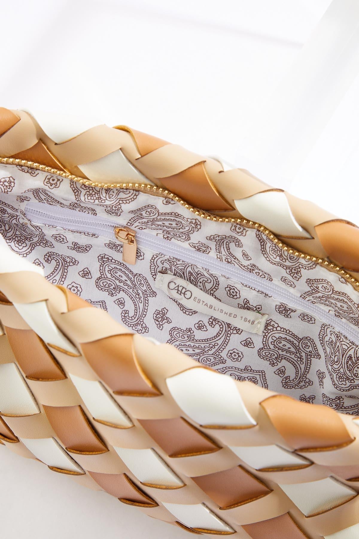 Cato Fashions Neutral Faux Leather Woven Crossbody