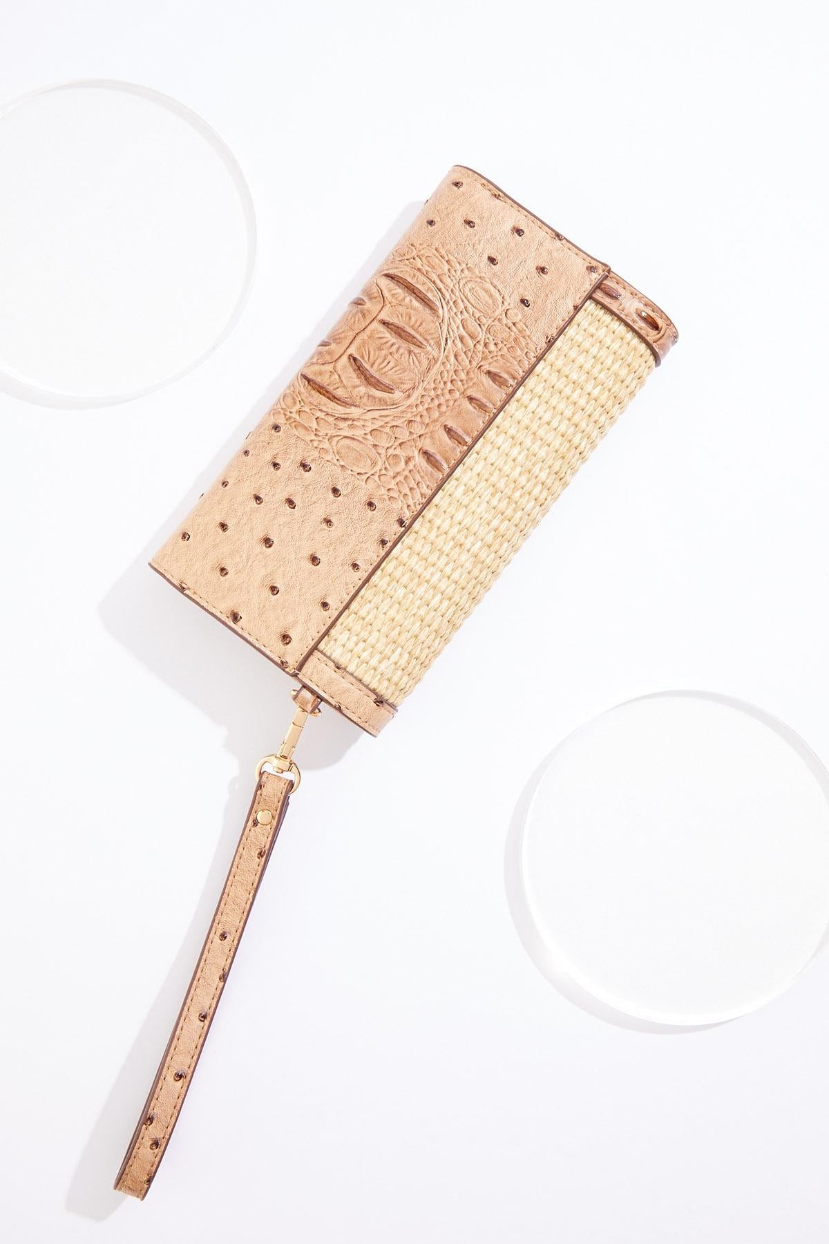 Cato Fashions Raffia Faux Leather Textured Wrislet Wallet
