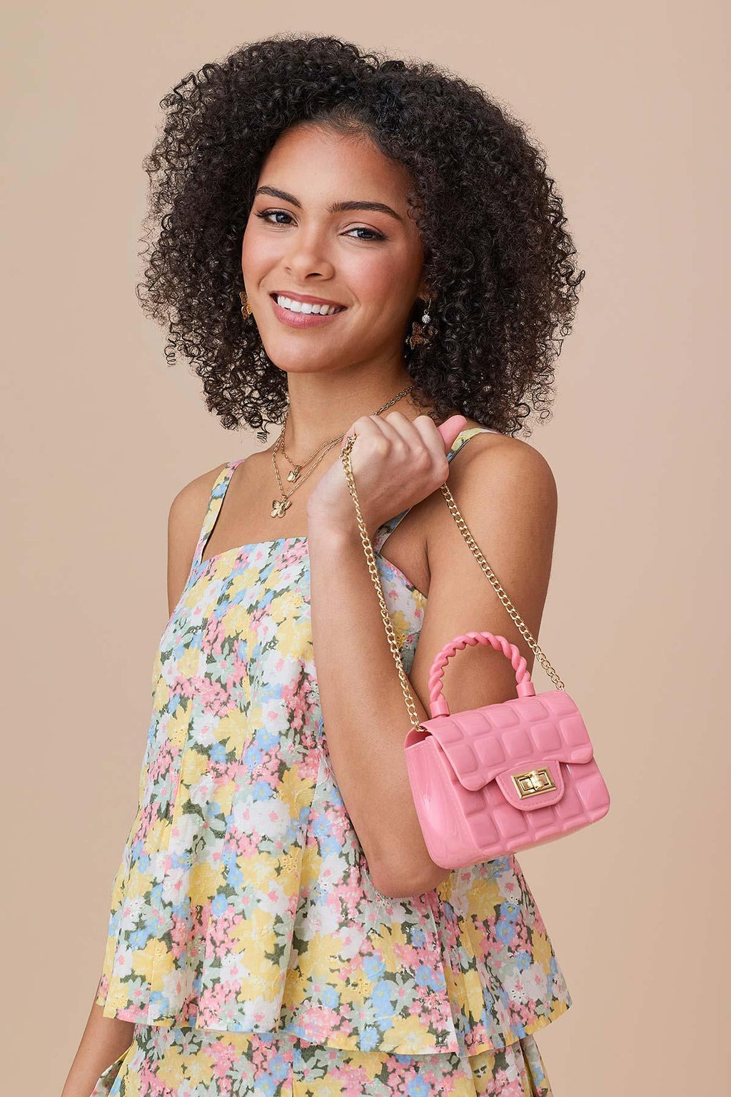 Cato Fashions Quilted Jelly Twist Handle Mini Bag