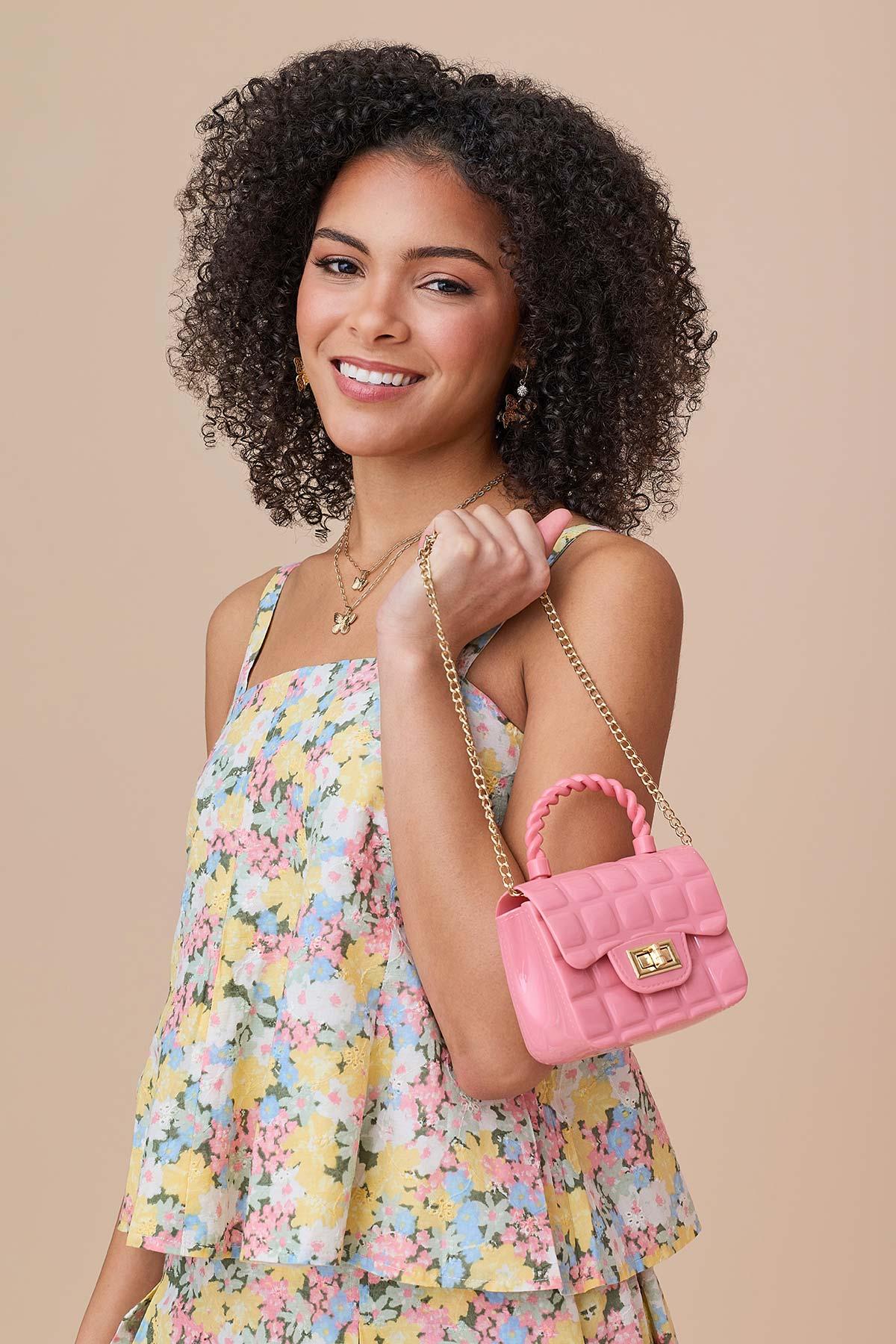 Cato Fashions Quilted Jelly Twist Handle Mini Bag