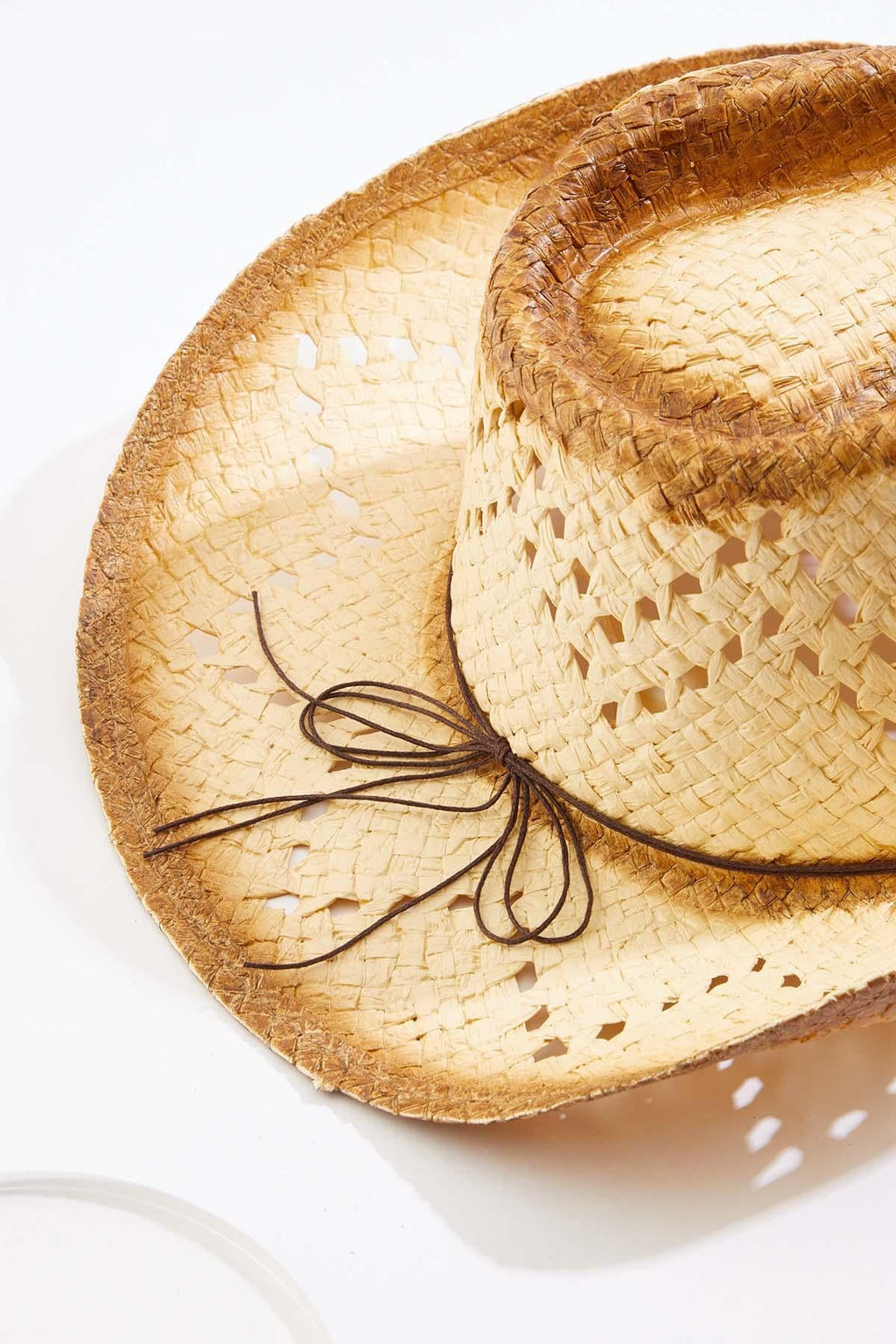 Cato Fashions Beaded Trim Burnished Straw Cowboy Hat
