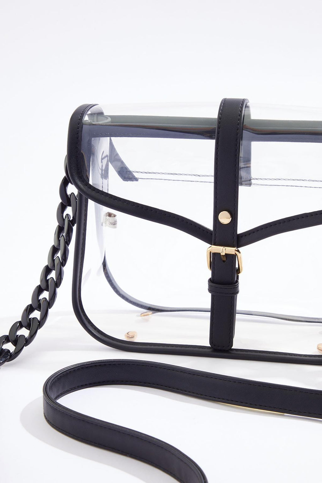 Cato Fashions Clear Lucite Buckle Front Crossbody