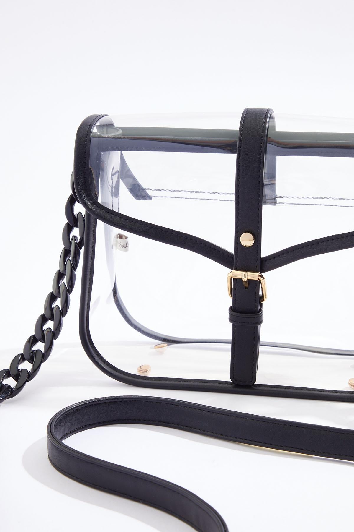 Cato Fashions Clear Lucite Buckle Front Crossbody