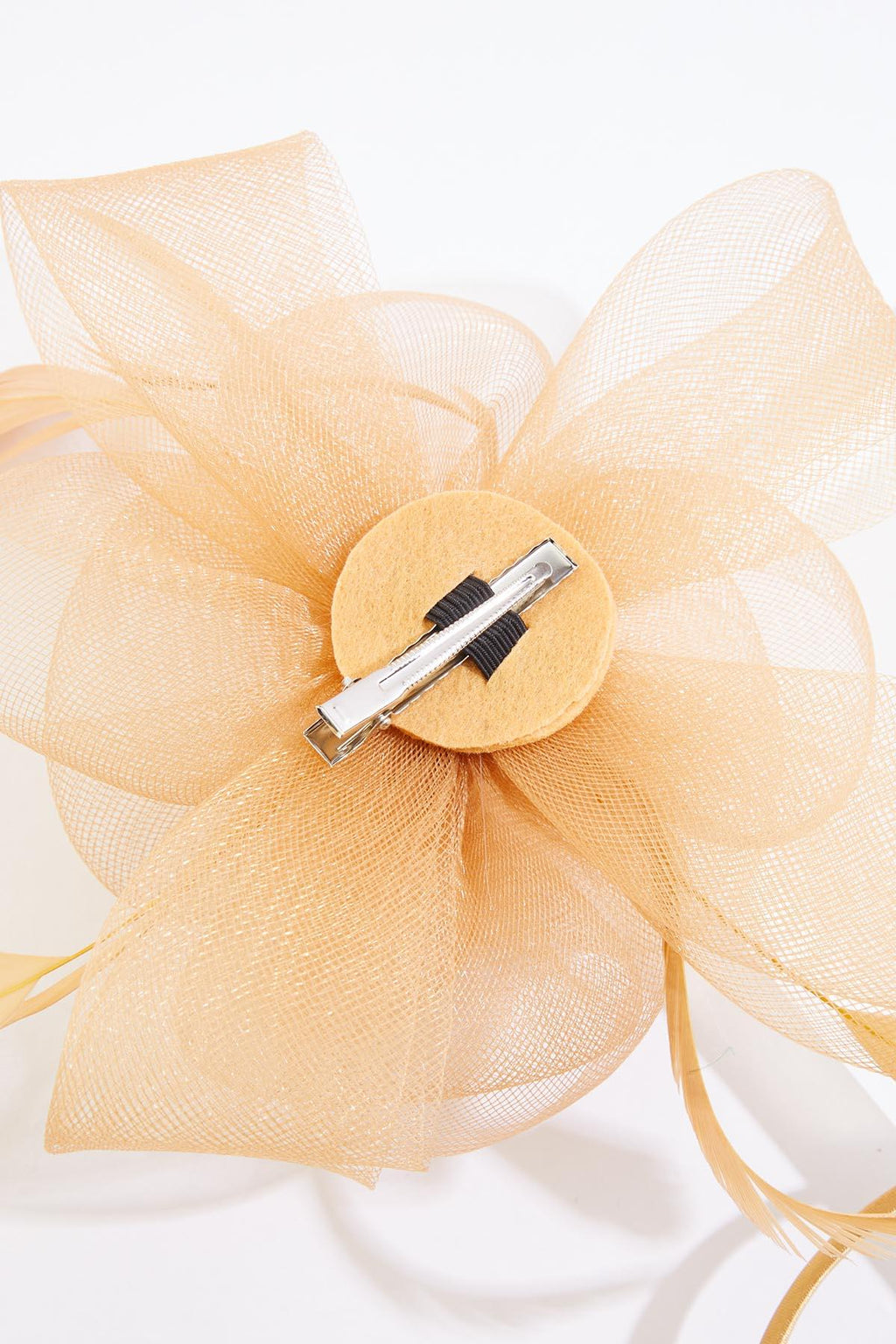 Cato Fashions Tan Rosette Feather Fascinator
