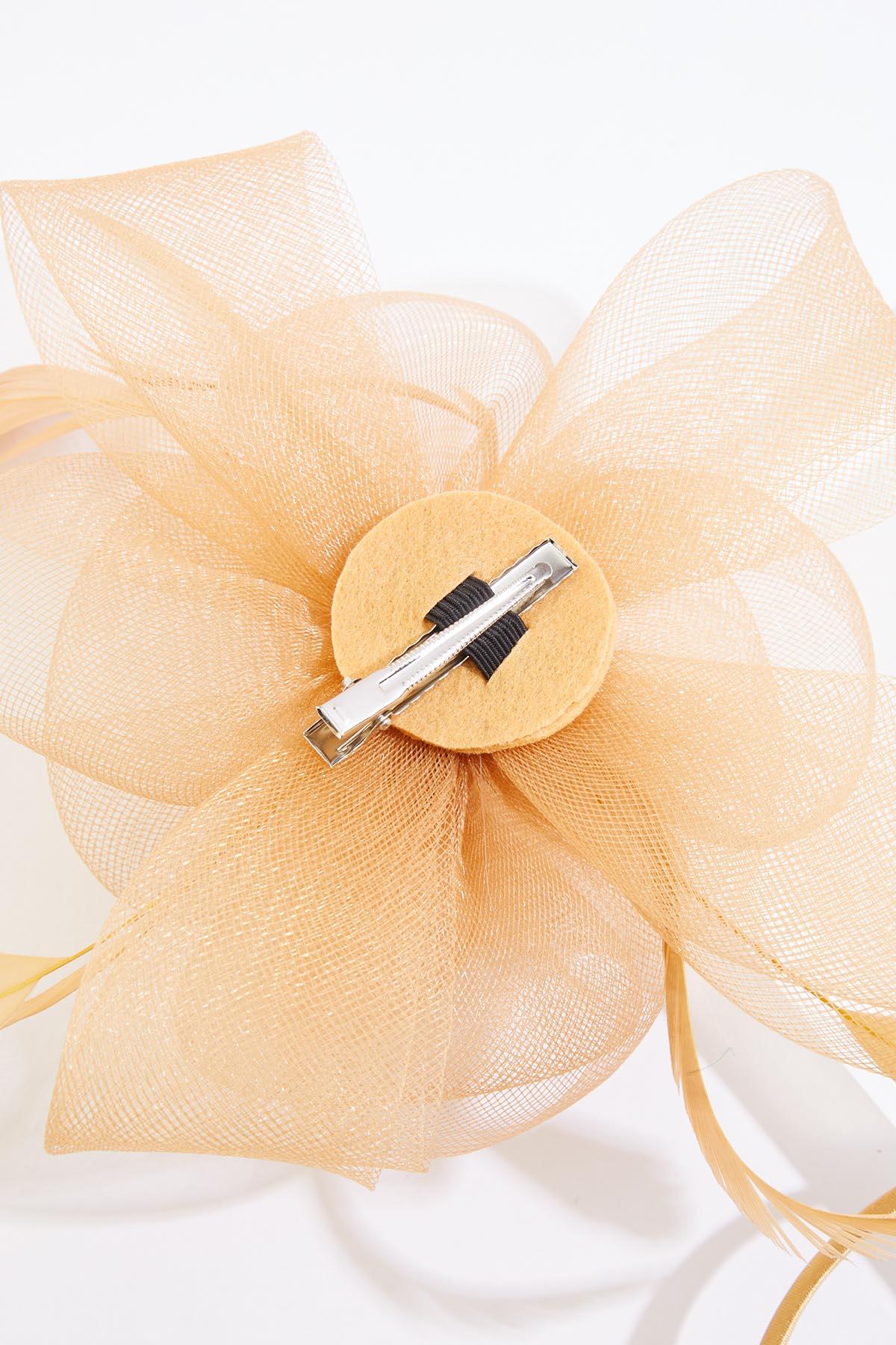 Cato Fashions Tan Rosette Feather Fascinator