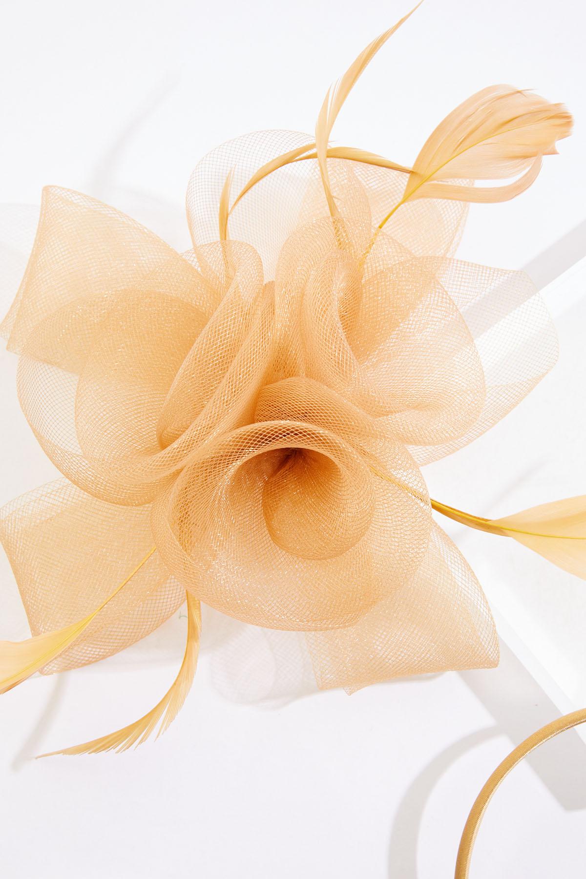 Cato Fashions Tan Rosette Feather Fascinator