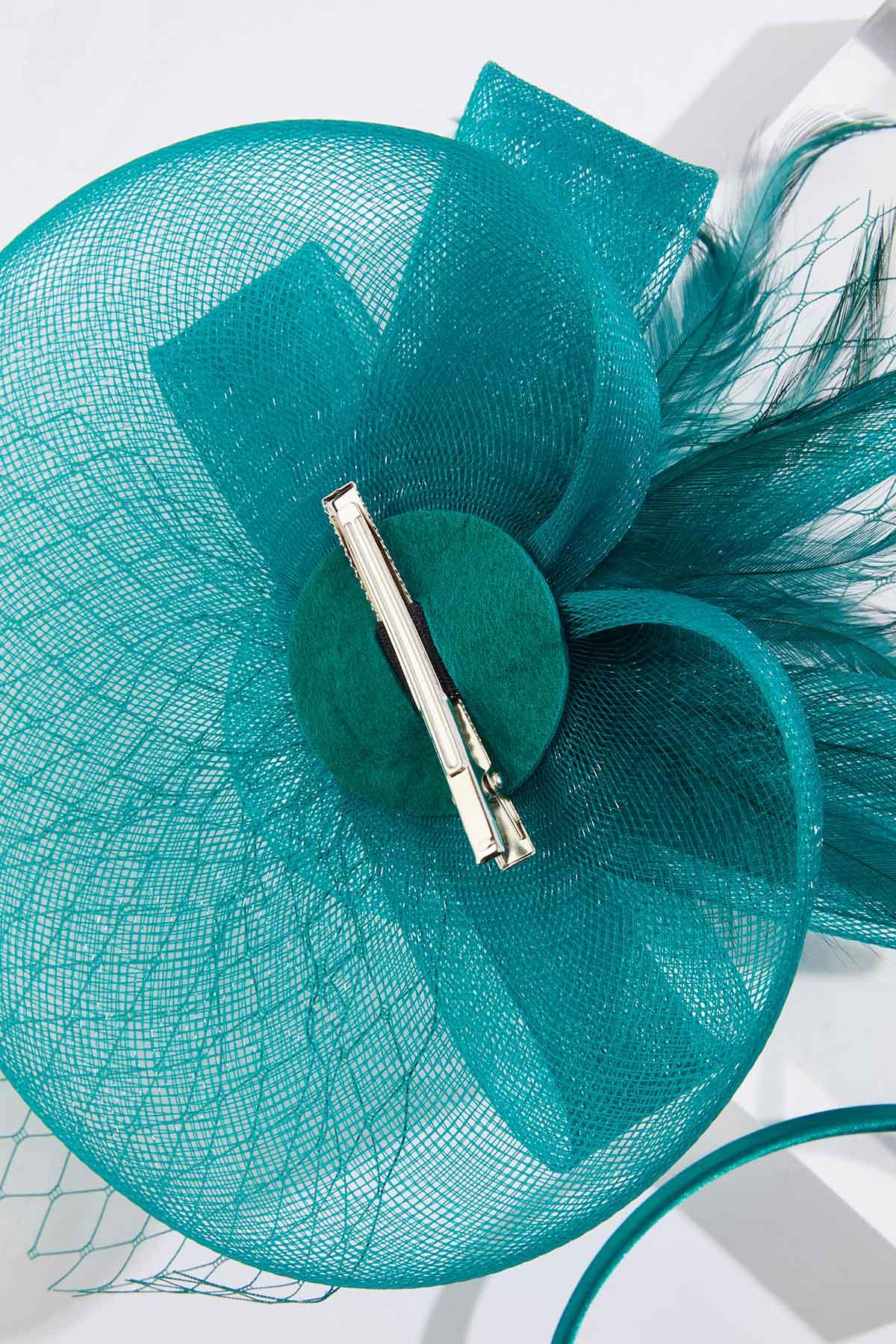 Cato Fashions Green Rosette Mesh Veil Fascinator