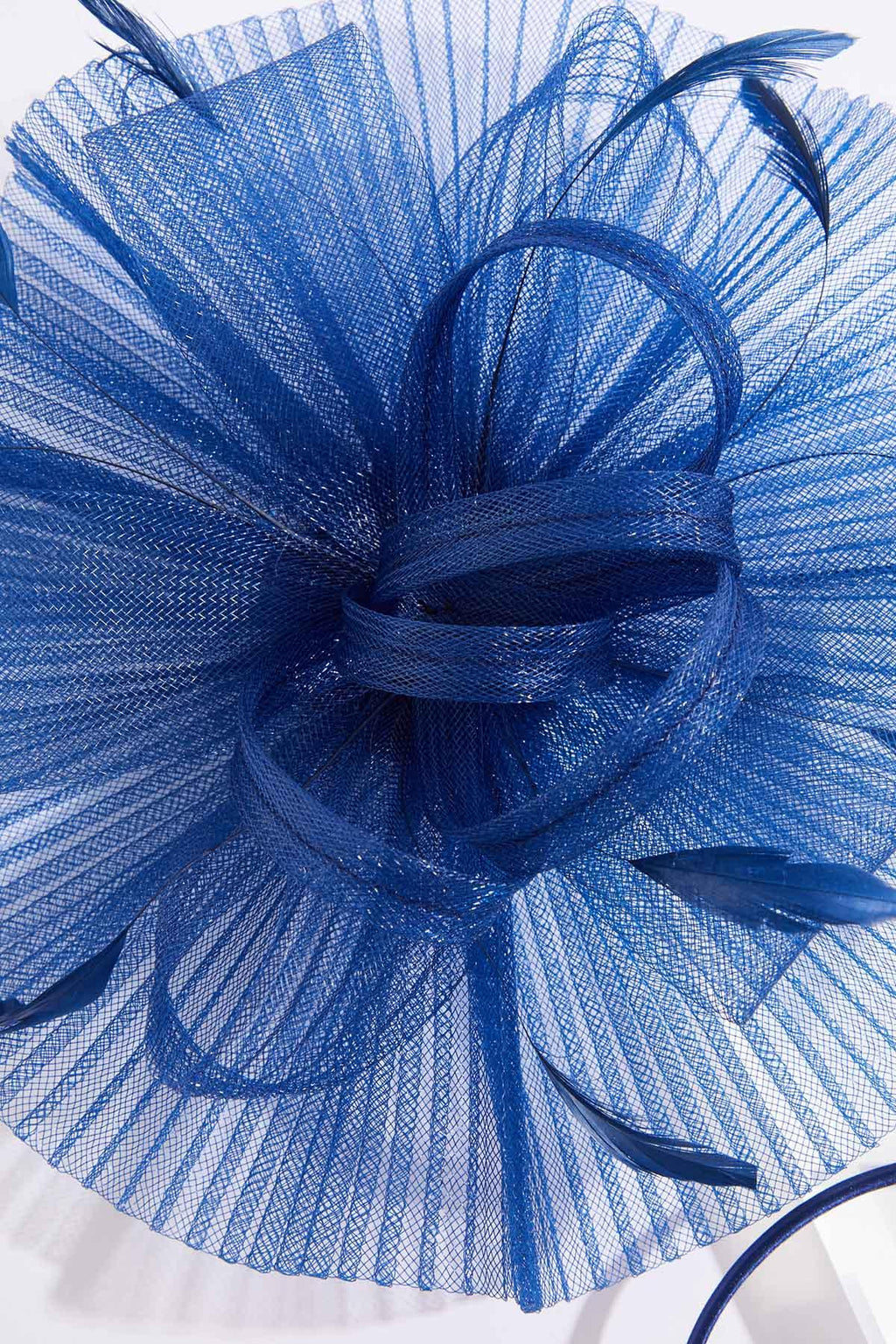 Cato Fashions Navy Pleated Feather Bow Fascinator
