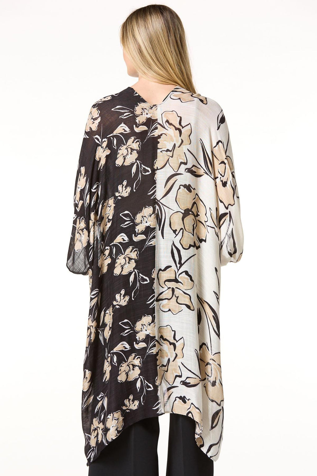 Cato Fashions Floral Colorblock Kimono