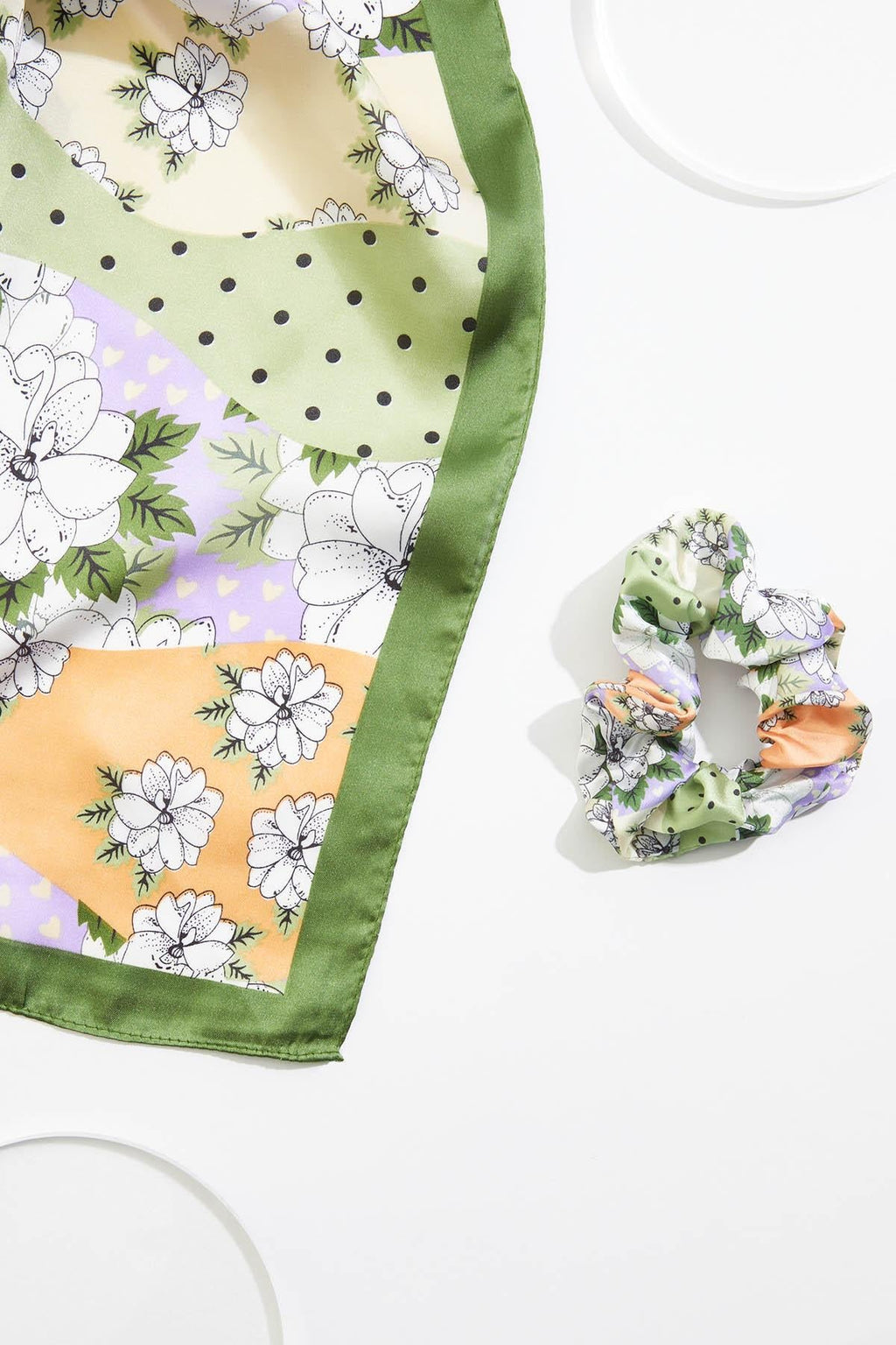 Cato Fashions Floral Patchwork Satin Square Scarf