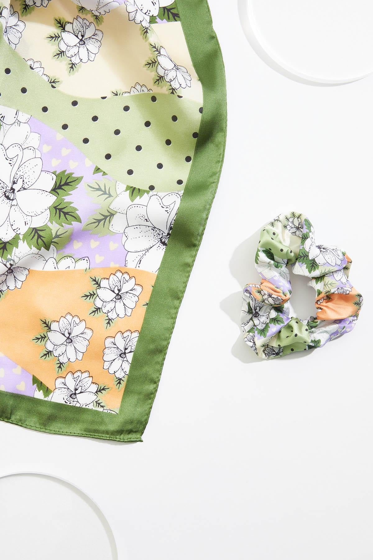 Cato Fashions Floral Patchwork Satin Square Scarf