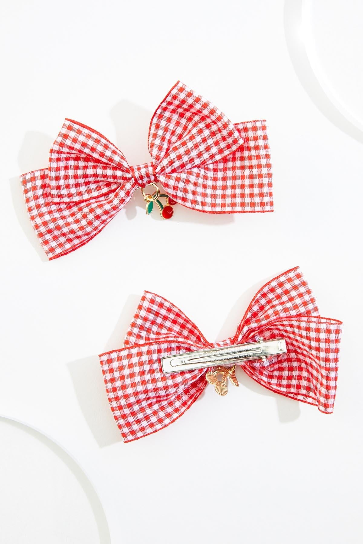 Cato Fashions Gingham Cherry Bow Set